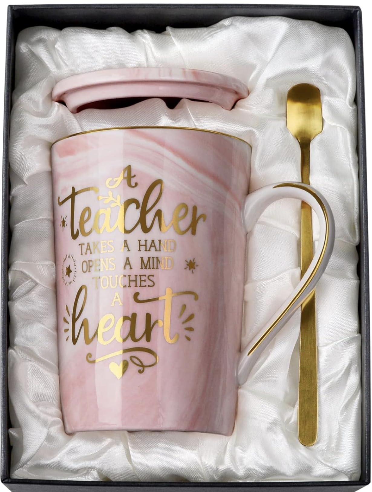 Mothers Day Birthday Gifts for Mom from Daughter Son - 14Oz Funny Best Mom Mug with Gold Print, Unique Pink Marble Coffee Cup with Lid Spoon Greeting Card, Happy Moms Gifts Idea, Luxury Gift Boxed Set customer photo 1
