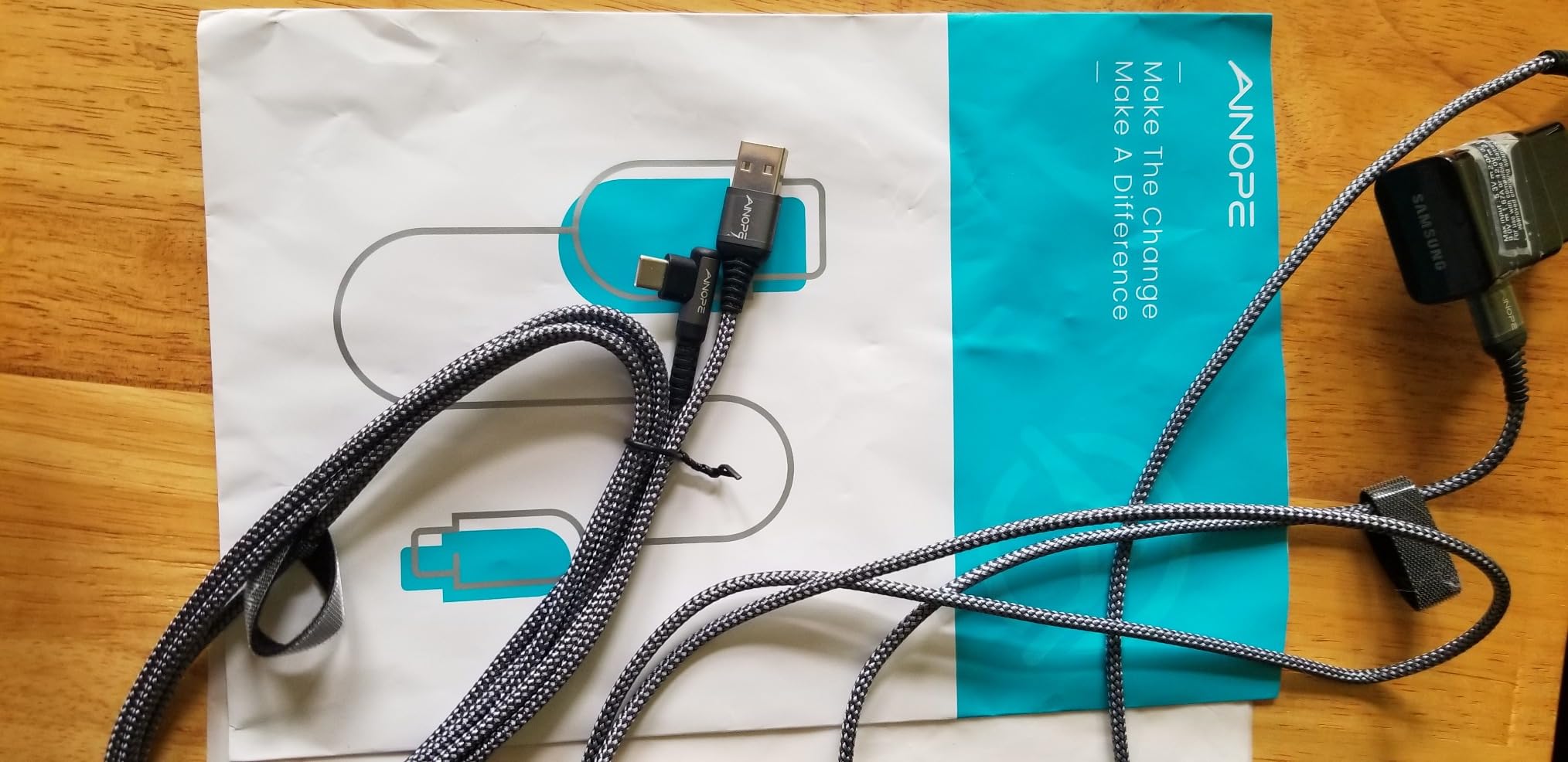 AINOPE USB C Charger Cable, 3.1A Type C Charger Cable Fast Charging, [2 Pack, 2M] Right Angle USB c Fast Charger Cable Compatible with Samsung Charger Type c, Huawei, Google Pixel, Sony Xperia, LG customer photo 1
