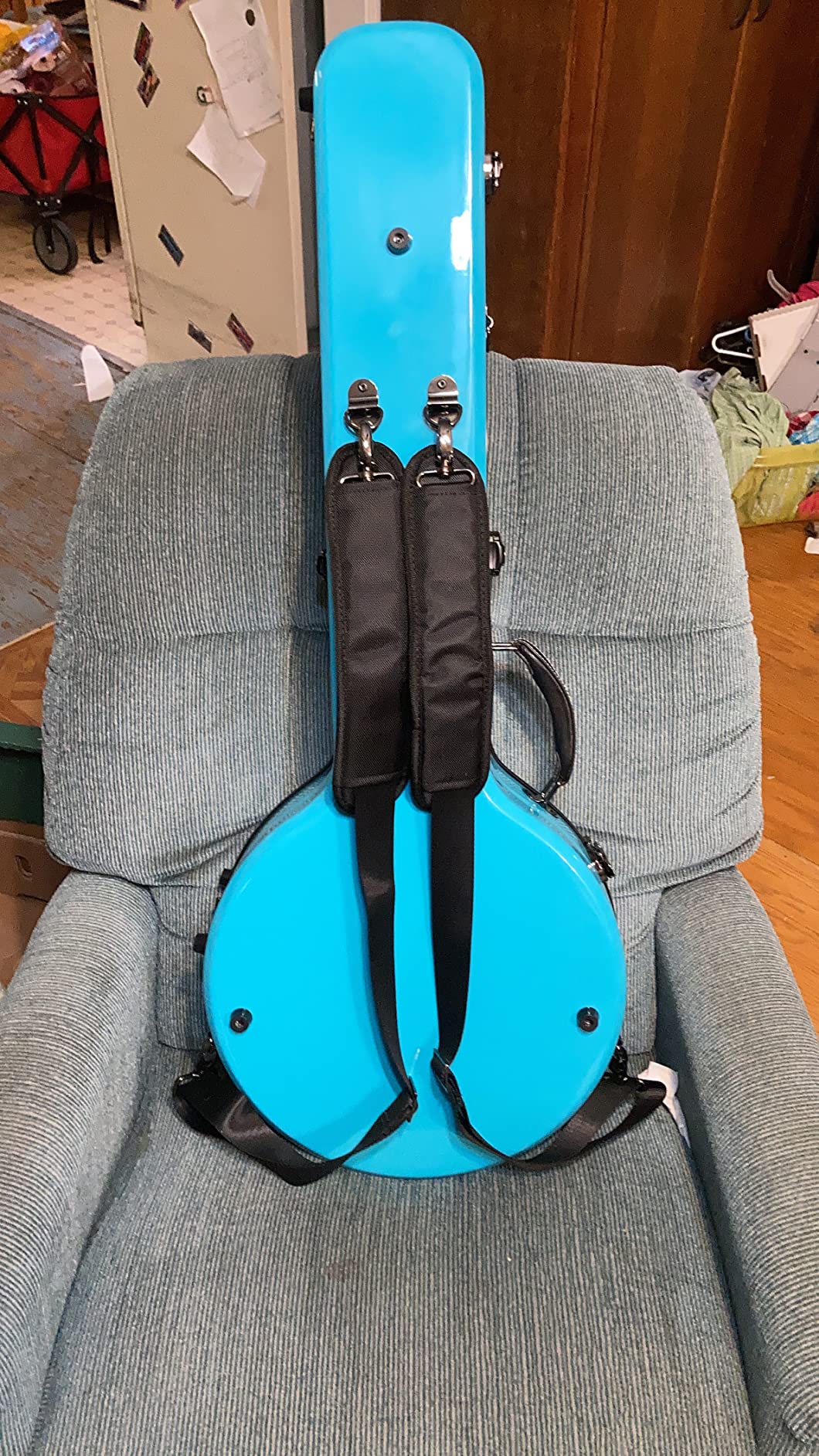 Crossrock Case - Fiberglass Banjo Case - Fits Mastertone & Most 5-String Styles - Padded Straps, Interior Compartment, Fixed & Removable Padding - Includes TSA Lock - Orange customer photo 2