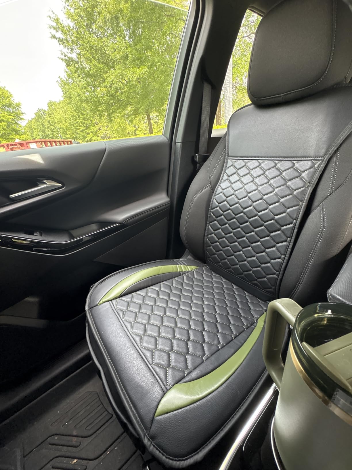 Elantrip 2PCs Front Car Seat Covers Leather Water Proof Seat Protector Universal fit for Most Cars SUVs and Trucks Black customer photo 2