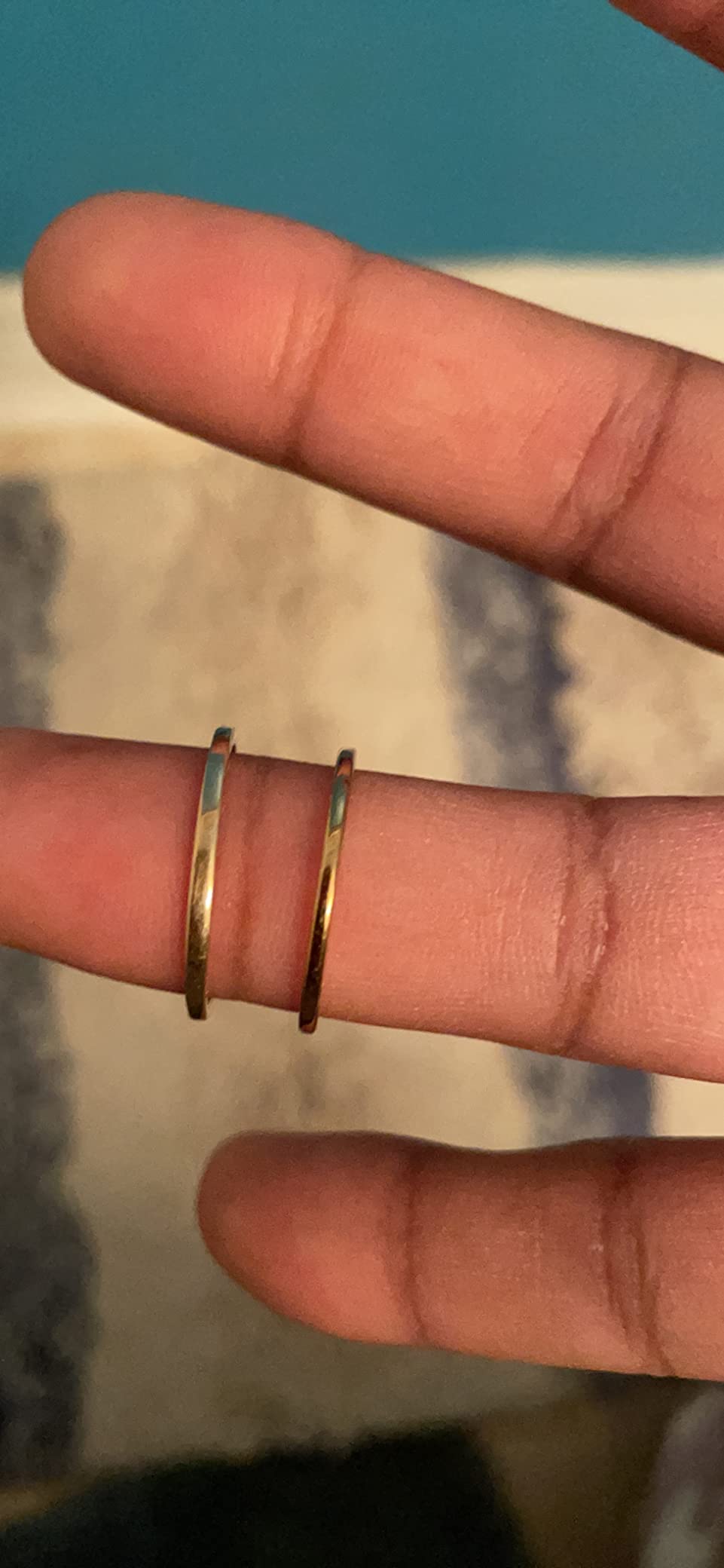 14K Gold Plated Signet Rings Stackable Plain Slim Oval-shaped Thin Pinky Band customer photo 2