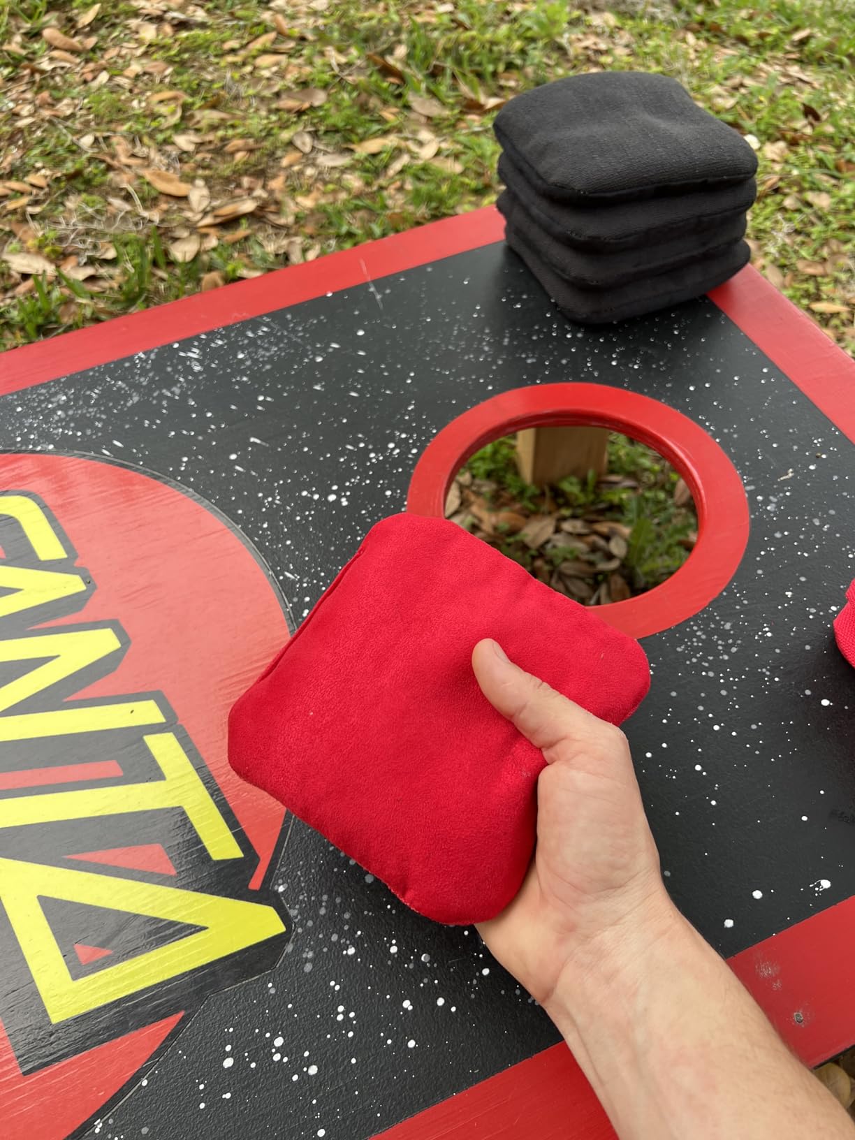 Professional Dual Sided Cornhole Bags- 16 oz 6x6 w/Premium Resin Fill - Official Tournament Slide/Stick Pro Bean Bags - Regulation/Approved customer photo 1