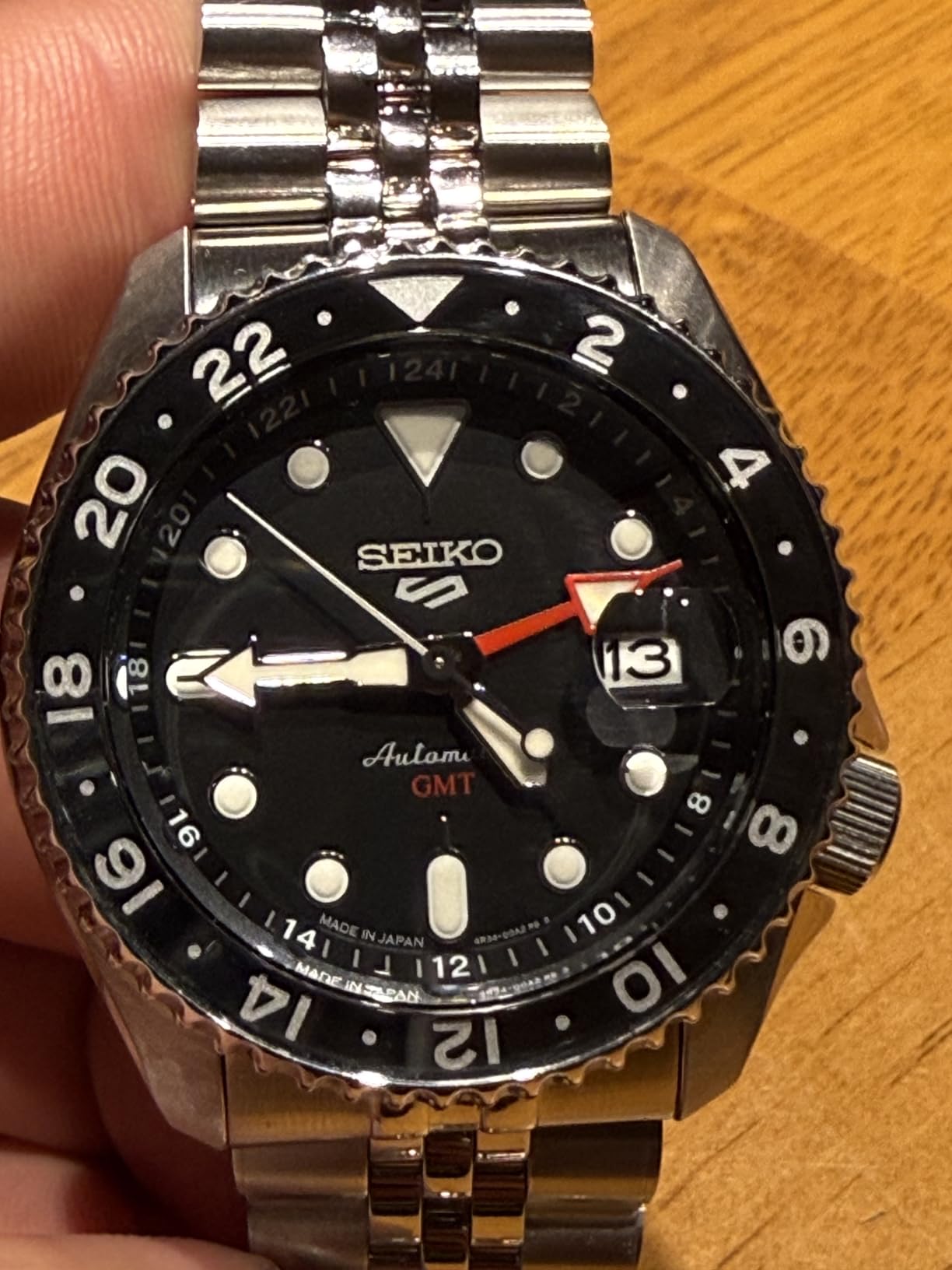 Seiko 5 Sports SSK001 GMT Automatic Watch - Black Dial with Date Calendar and Luminous Hands & Markers and Black & Gray GMT Bezel, 100m Water-Resistant customer photo 2