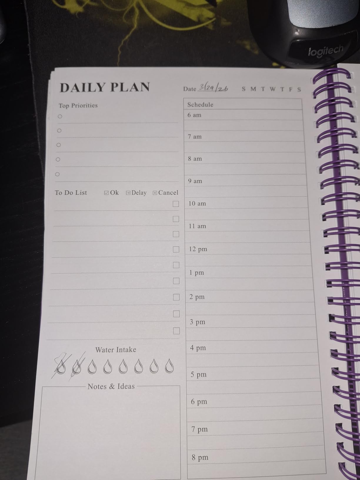 Daily Planner Undated - A5 To Do List Notebook Hourly Schedules, Spiral Appointment Planner for Women and Men, PVC Hardcover, Inner Pocket, Elastic Closure, 5.8 x 8.3 Inch, Black customer photo 1
