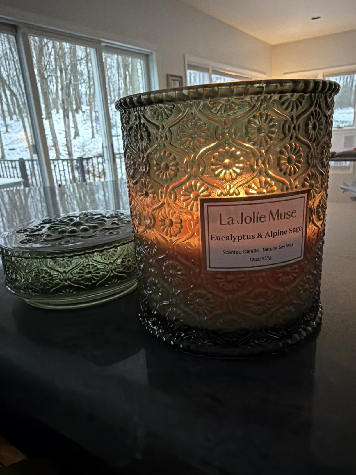 LA JOLIE MUSE Eucalyptus & Alpine Sage | Eucalyptus, Lavender & Sage Candle for Home Cleansing | 19 oz Wooden Wick | Natural Soy Wax | 90 Hours Burn | Candle for Relaxation customer photo 1