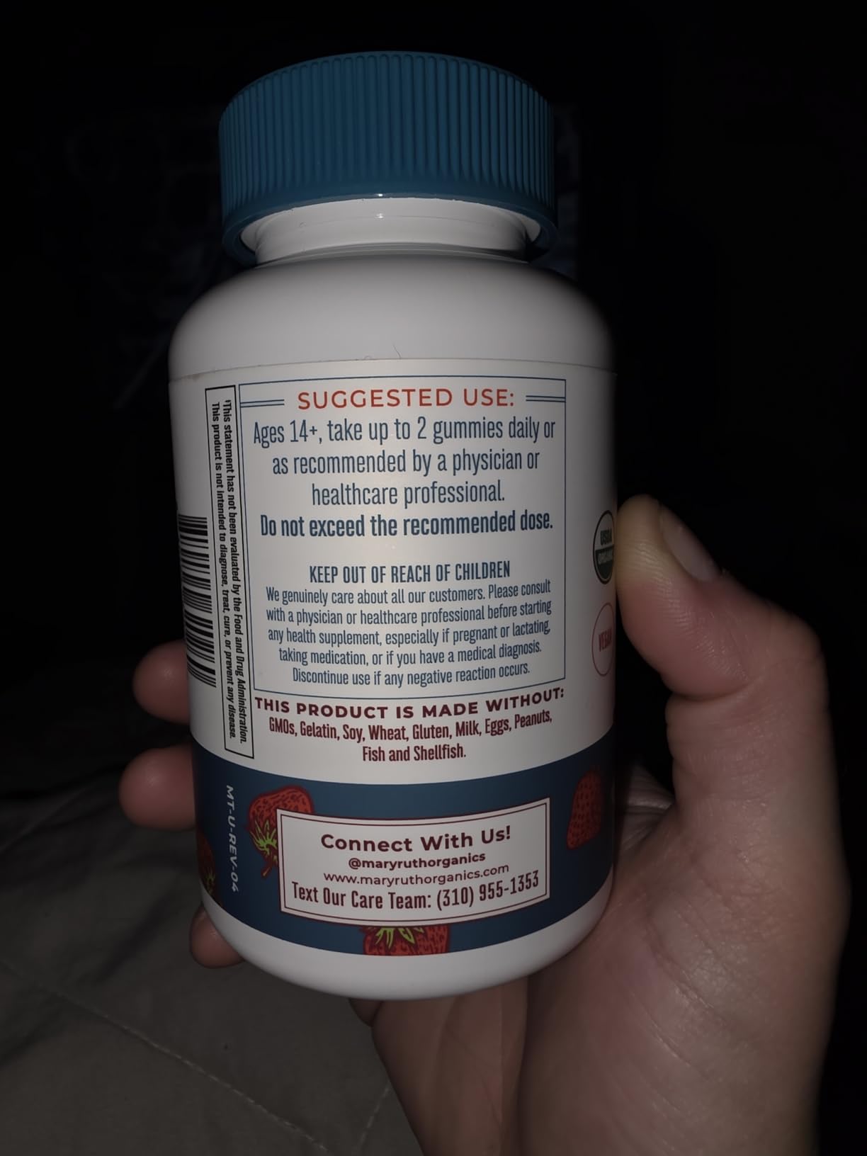 MaryRuth's Hair Skin and Nail Vitamins | USDA Organic | 2500 mcg Biotin Gummies with Vitamin C & Vitamin E | Hair Growth Vitamins | Skin Care | Nail Growth | Ages 14+ | 60 Count customer photo 1