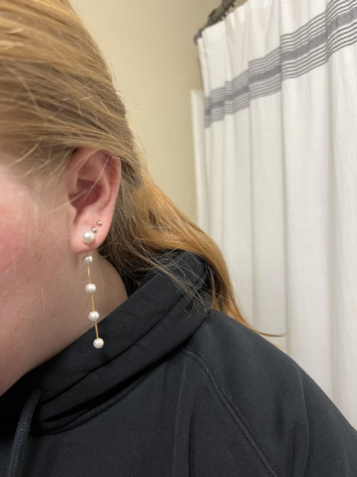 DAILY VIBES 14K Gold Freshwater Pearl Drop Earrings Dangle Dainty Long White Cultured Baroque Pearl Earrings for Women Statement Stud Ball Chain Tassel Jewelry for Bridal Wedding customer photo 1