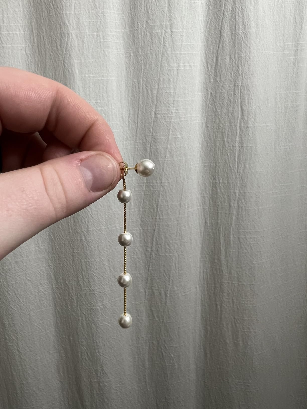 DAILY VIBES 14K Gold Freshwater Pearl Drop Earrings Dangle Dainty Long White Cultured Baroque Pearl Earrings for Women Statement Stud Ball Chain Tassel Jewelry for Bridal Wedding customer photo 2