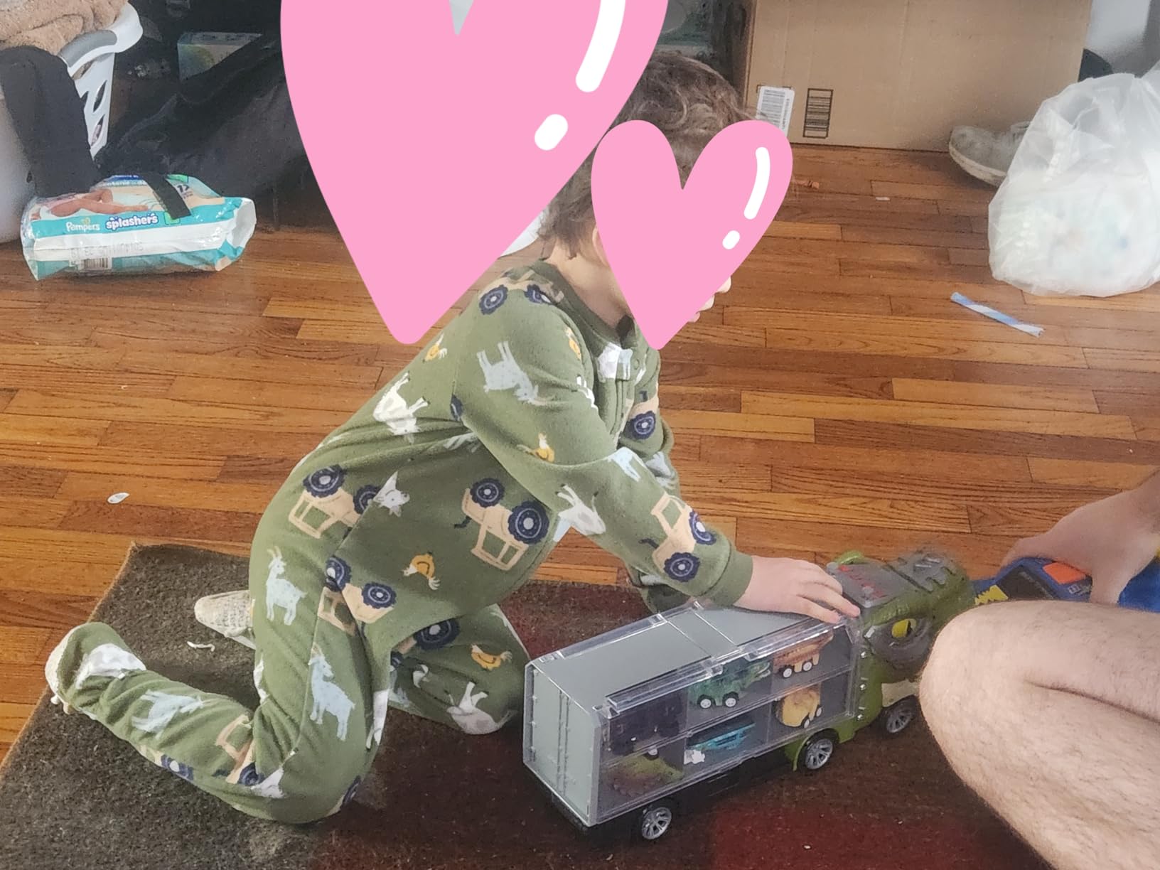 JOYIN 13 in 1 Dinosaur Toys for Kids 3-5, Transport Dinosaur Carrier Truck with 12 Pull Back Cars, Toddler Toys 3-4, Birthday Gifts for 3 4 5+ Year Old Boys customer photo 1