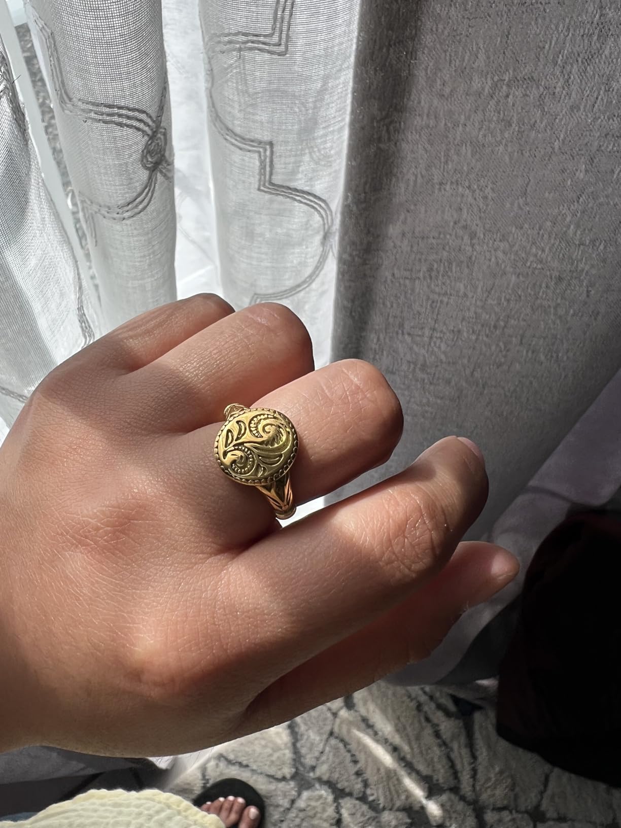 Jewelers Stainless Steel Leaf Flower Signet Style Wedding Statement Promise Anniversary Engagement Ring customer photo 1