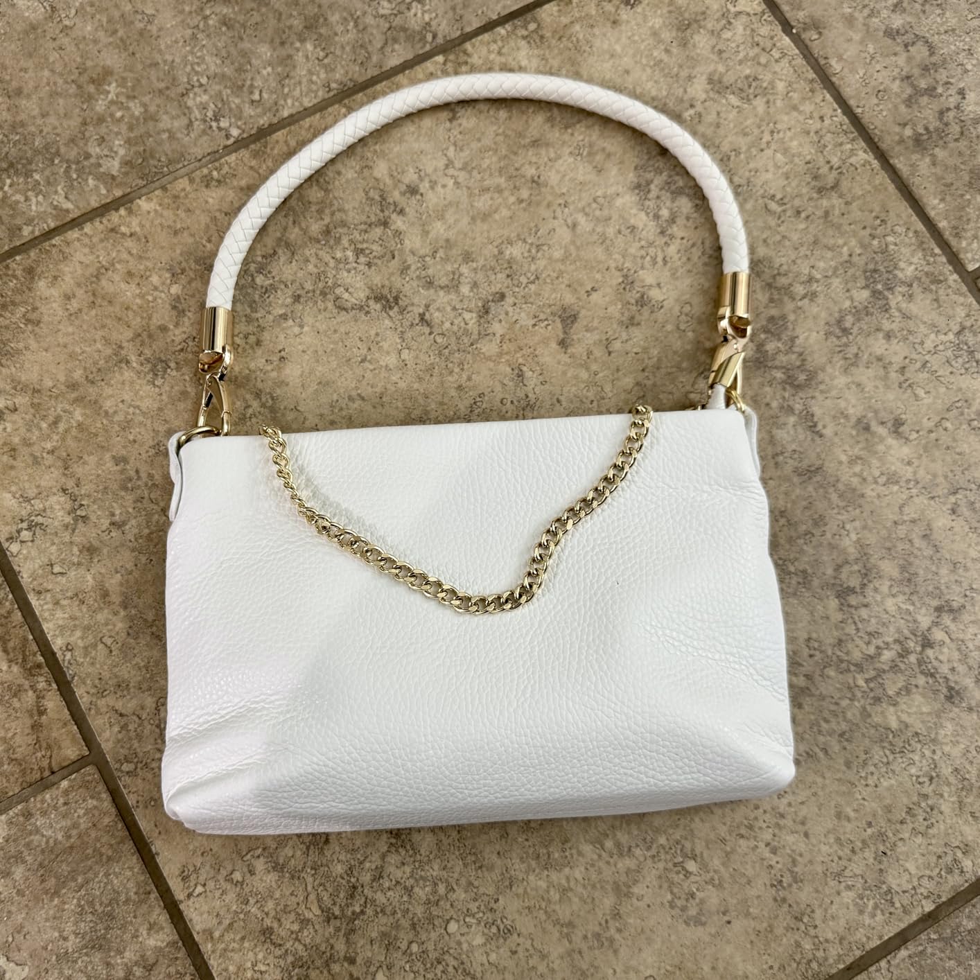 Italian Genuine Leather Handbag for Women Clutch Evening Bag Gold Chain Strap Shoulder Bag Crossbody Purse customer photo 1