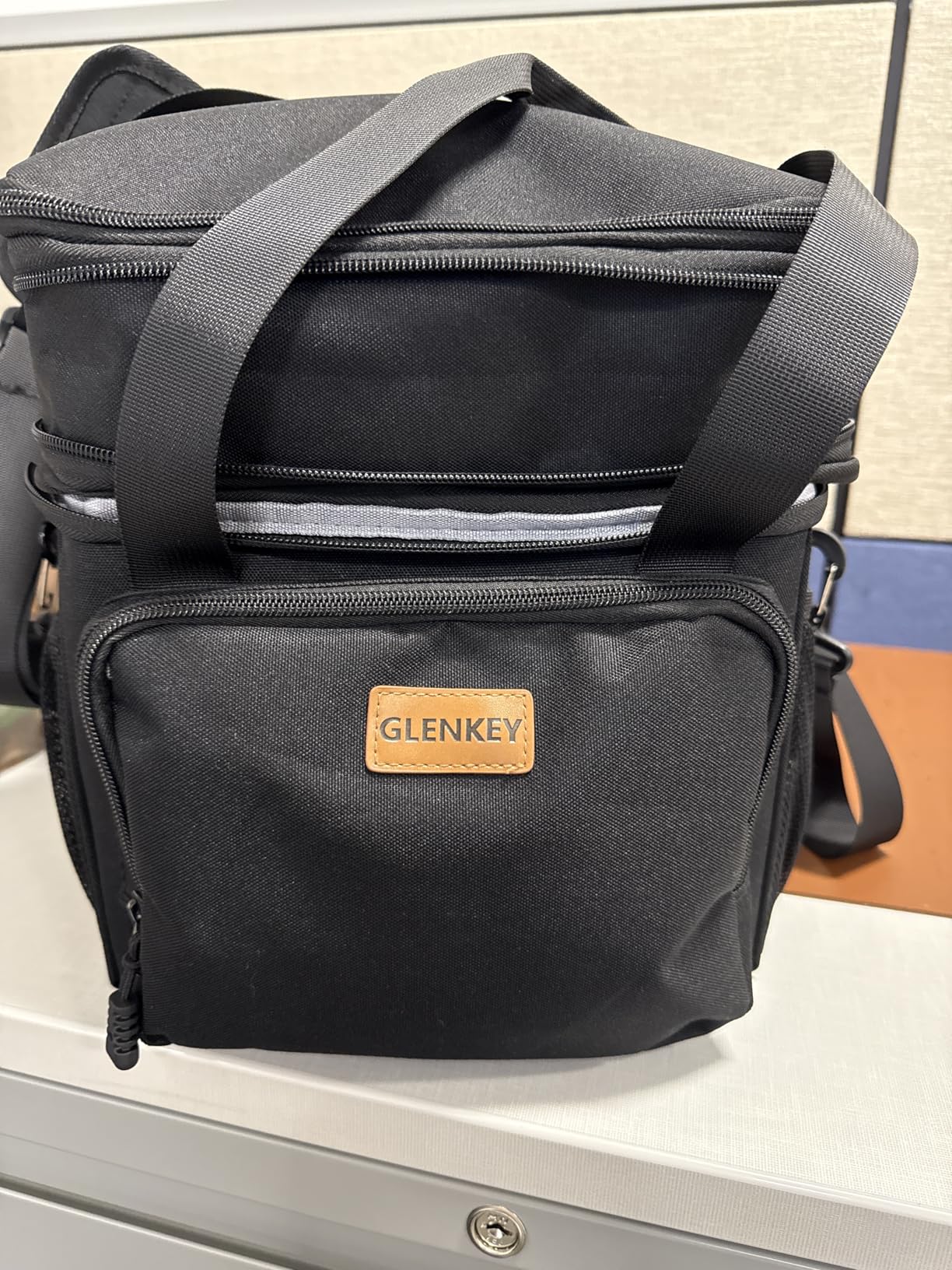Expandable Insulated Large Lunch Box, Double Deck Heavy Duty Durable Lunch Bag Leakproof Cooler Bags for Men Women Adults Work Shift Flight Beach Daytrip, 20 Can, Black, GLENKEY customer photo 2