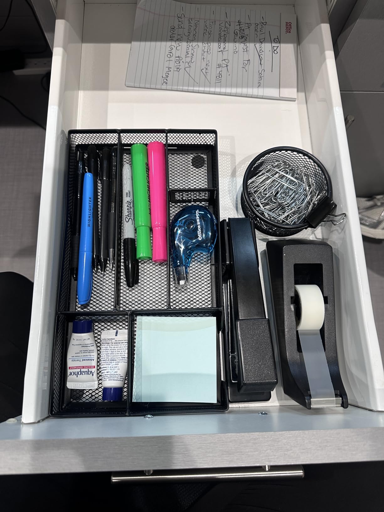 Desk Drawer Organizer, Small Metal Mesh Drawer Organizer Tray, Office Pencil Drawer Organizer Accessories for Desktop, Bathroom, Kitchen, Makeup, Vanity customer photo 2