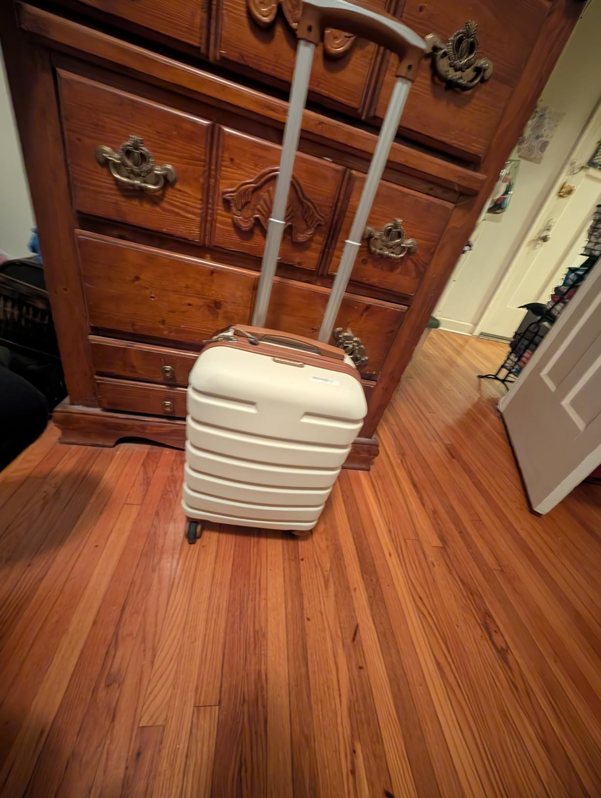 Coolife Luggage 3 Piece Set, Lightweight Durable Hardshell Suitcase set with 360° Spinner Wheels, TSA-approved Lock, Checked Family Travel Luggage sets, 20/24/28 Inch, Apricot Navy customer photo 2