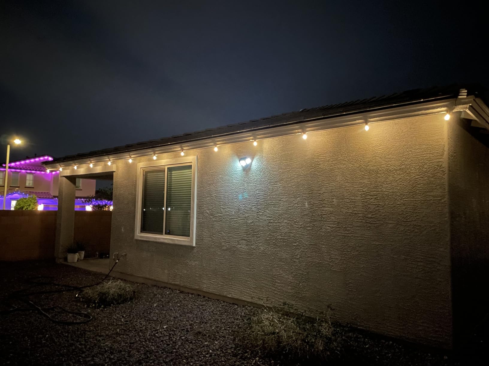 addlon 54FT(48+6) Solar String Lights Outdoor Waterproof with USB Charging & Remote Control - Dimmable Solar Power Patio Lights with LED Bulbs for Porch, Garden, Yard, Market, Bistro - Last for 20+Hrs customer photo 1