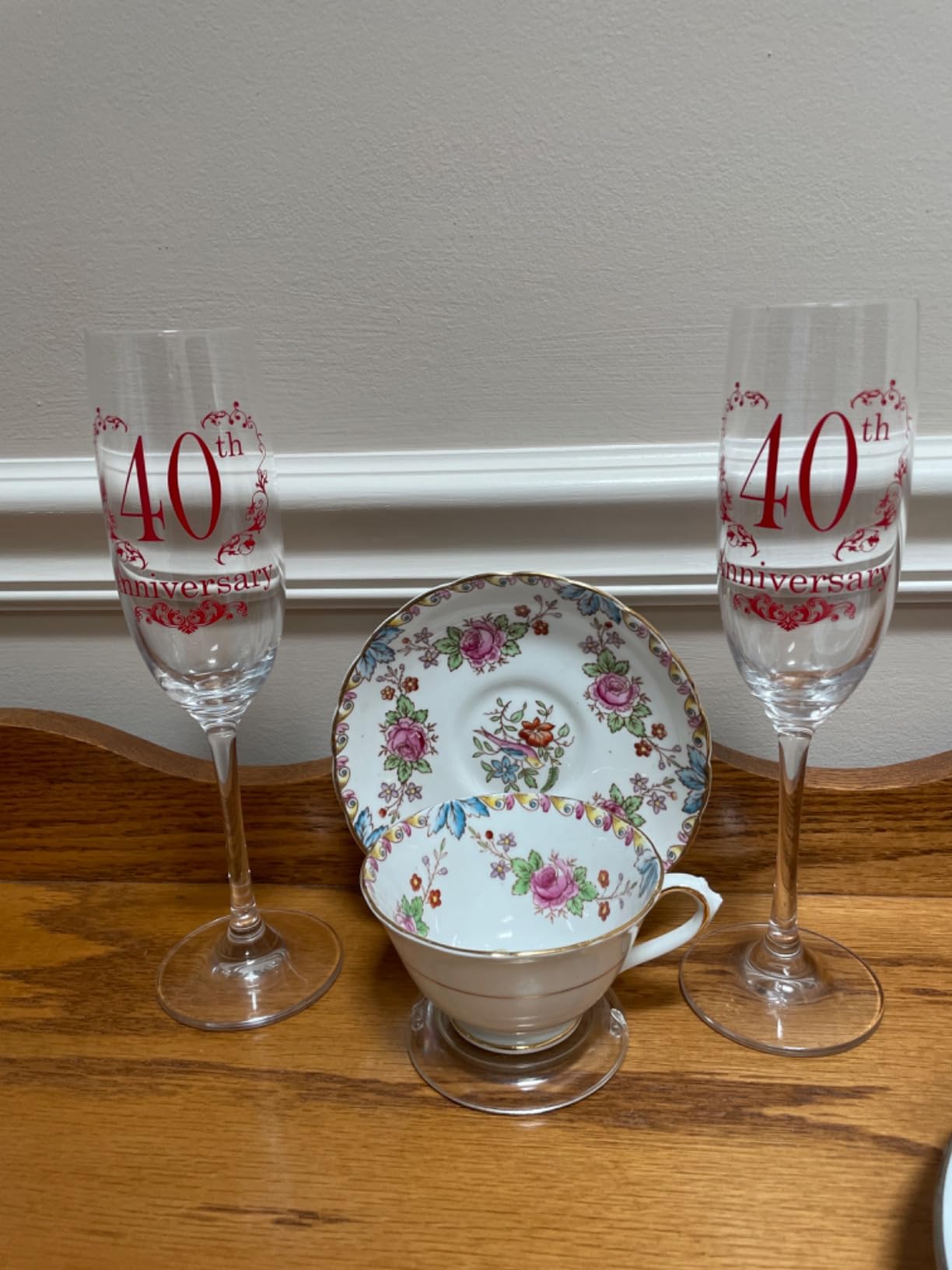 Tom Boy 40th Anniversary Champagne Flutes, 40th Wedding Anniversary Couple Gifts, Wedding Anniversary Champagne Flutes Glasses Set of 2, Couples gifts, Anniversary 40th Gifts for Parents customer photo 2