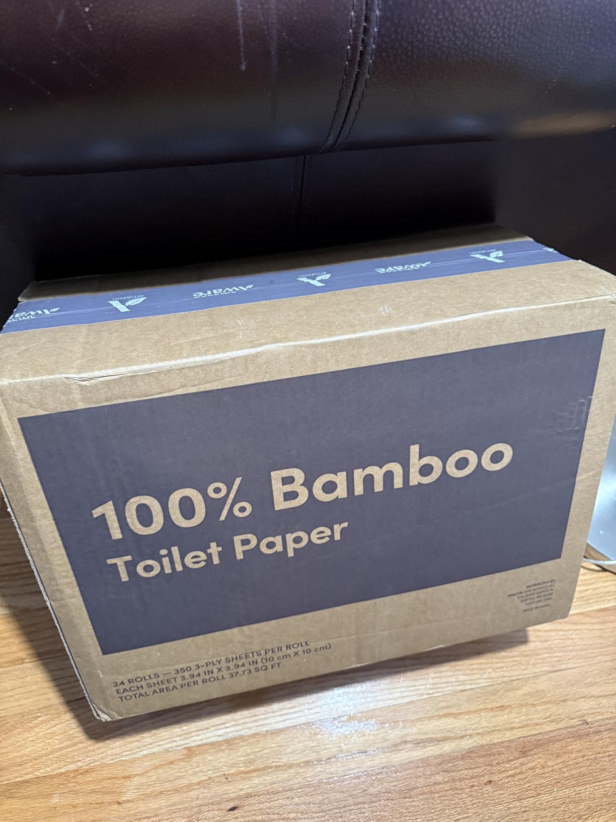 Amazon Aware 3-ply Bamboo Toilet Paper, Unscented, 12 Rolls, 350 Sheets per roll, Total 4200 Sheets, Plastic-Free customer photo 2