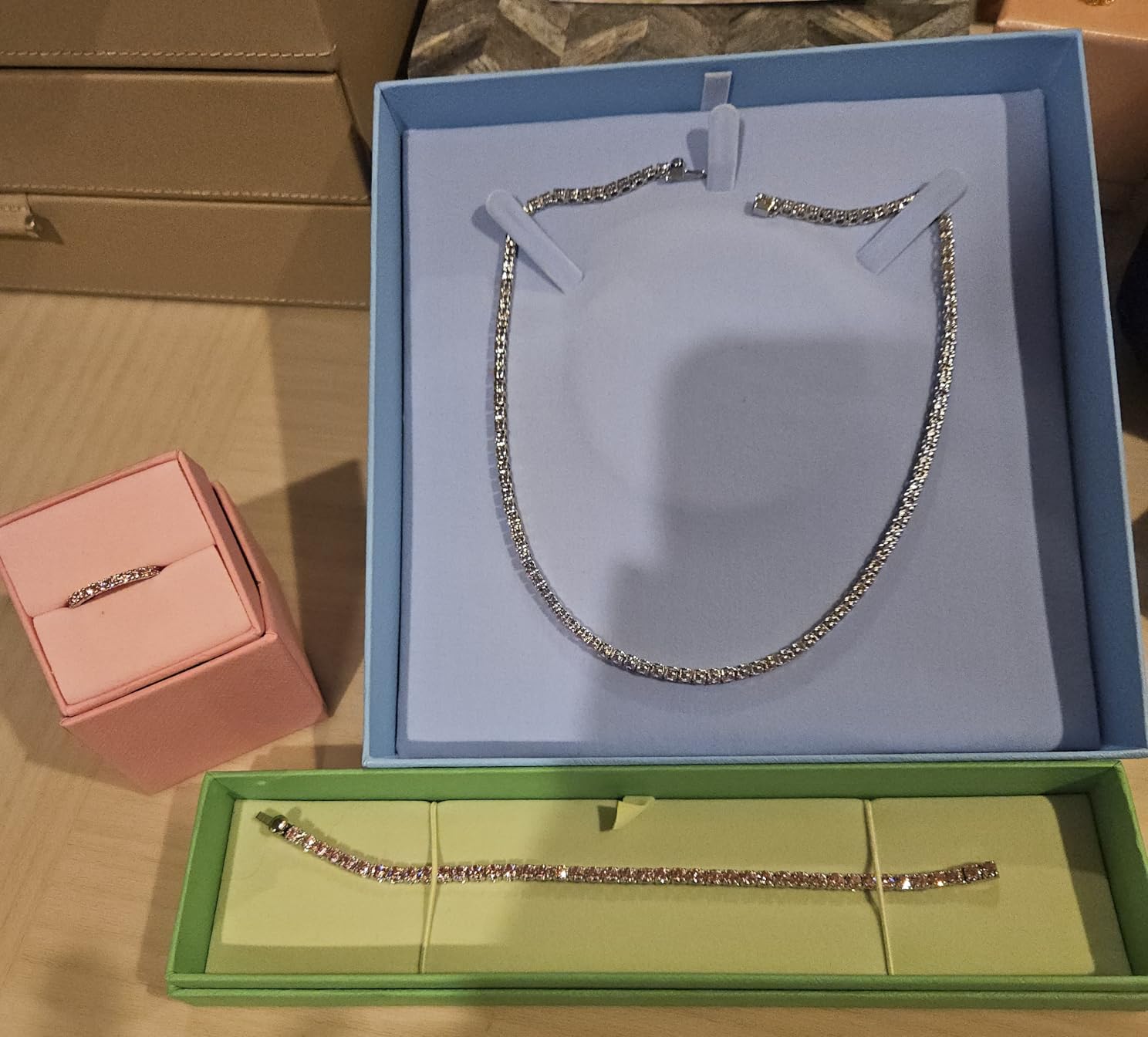 Swarovski Matrix Tennis Bracelet, Round Cut Crystals, Pink, Blue, Black, Clear, Rhodium, Gold-Tone and Rose Gold-Tone Finishes customer photo 2