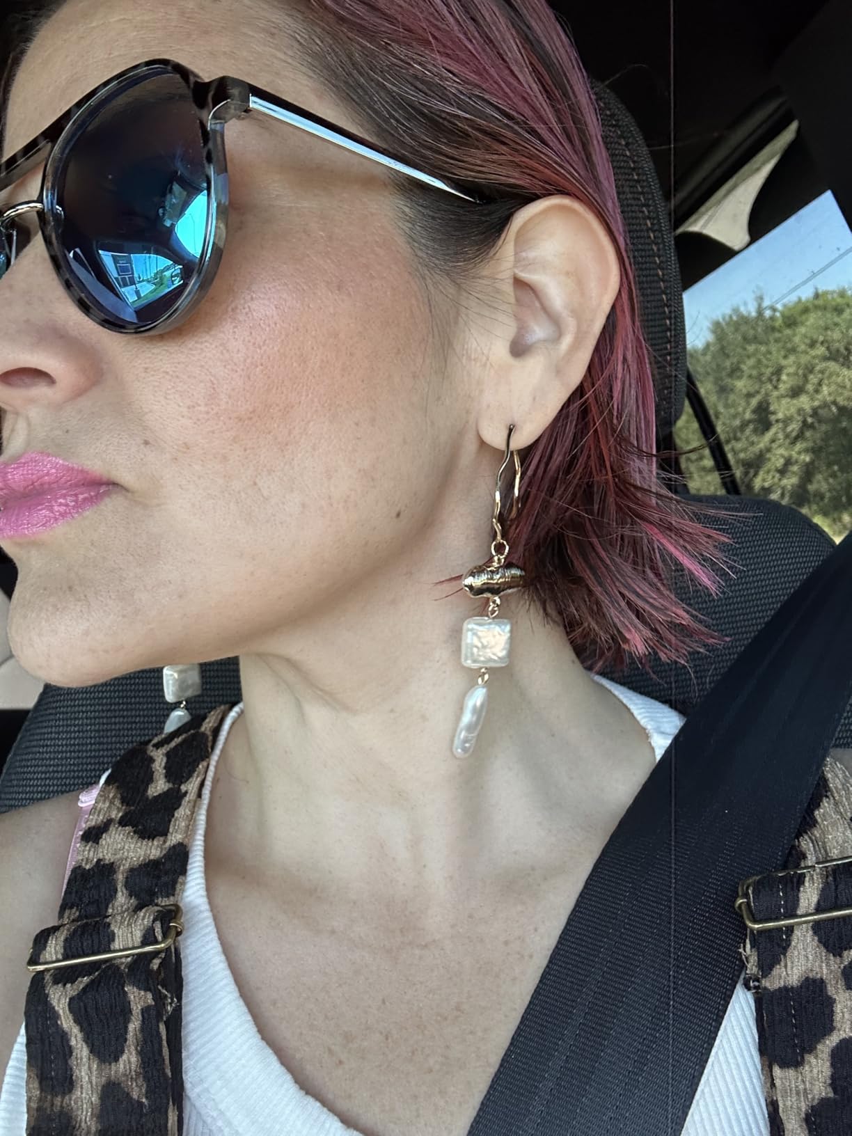Statement Pearl Dangle Earrings,Gold and Large Pearl,Luxury Chandelier Organic Style Earrings customer photo 2