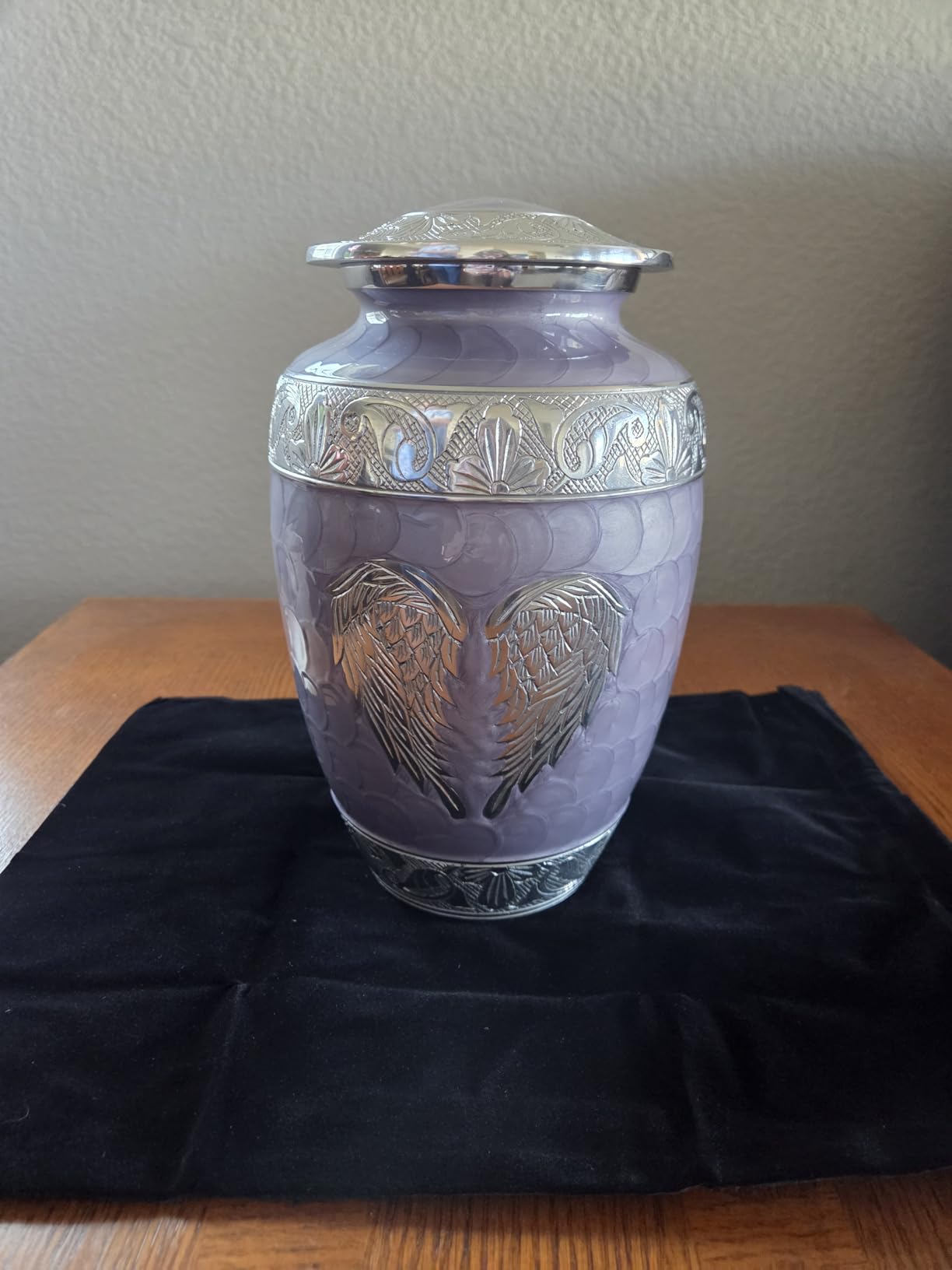 Blue Cremation Urn for Adult Human Ashes Male and Female - Large Funeral Burial Urns with Angel Wings, Decorative Memorial Ash Holder customer photo 1