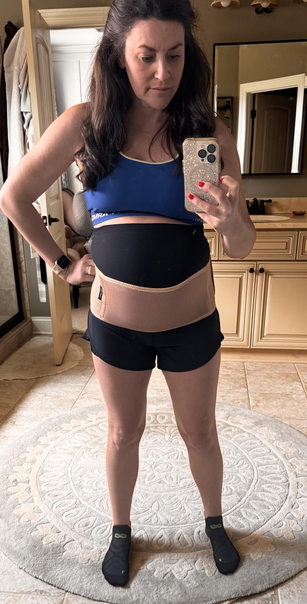 Maternity Belly Band for Pregnant Women | Pregnancy Belly Support Band for Abdomen, Pelvic, Waist, & Back Pain | Adjustable Maternity Belt | For All Stages of Pregnancy & Postpartum (Black) customer photo 1