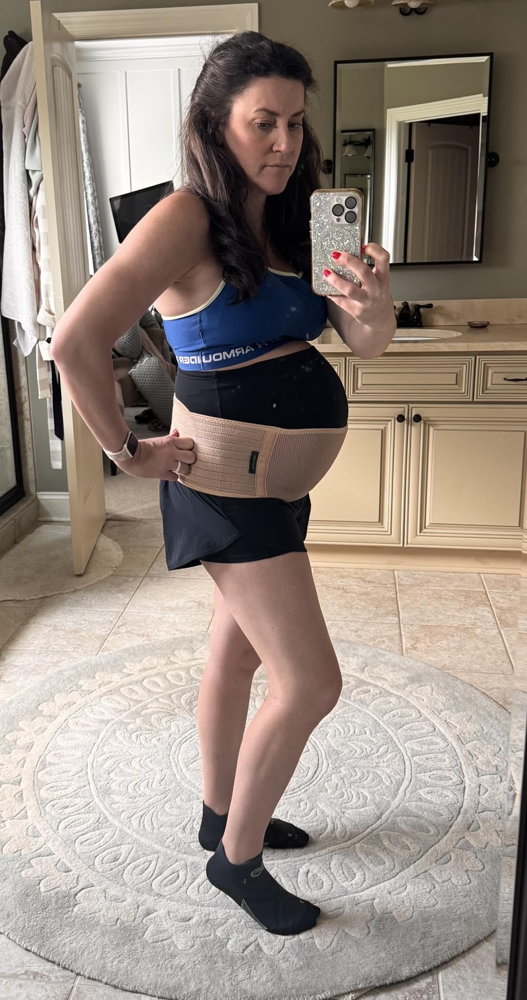 Maternity Belly Band for Pregnant Women | Pregnancy Belly Support Band for Abdomen, Pelvic, Waist, & Back Pain | Adjustable Maternity Belt | For All Stages of Pregnancy & Postpartum (Black) customer photo 2