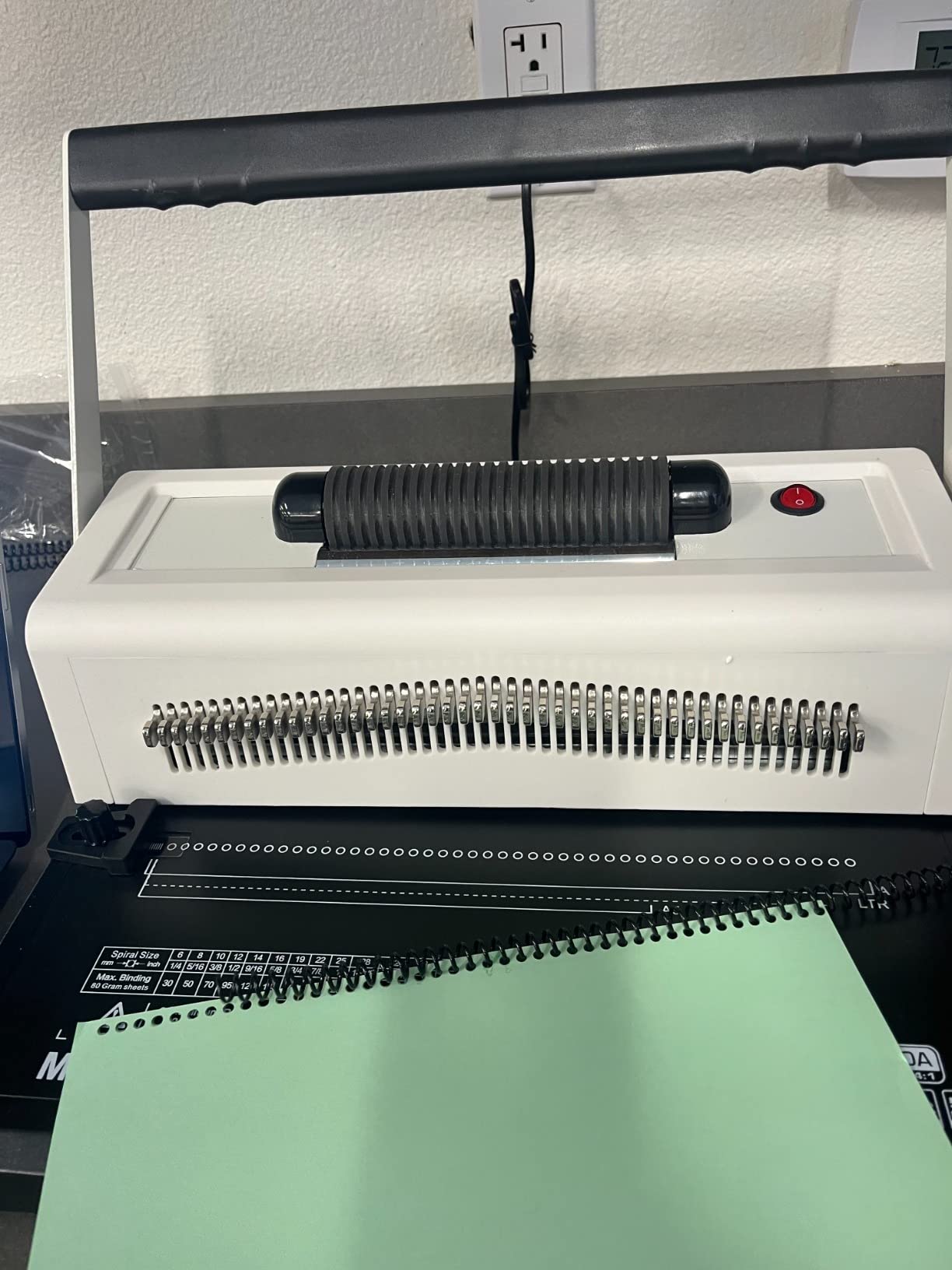 MAKEASY Spiral Coil Binding Machine with 46 Fully Disengaging Pins - 4:1 Pitch - Electric Coil Inserter - Adjustable Side Margin, Comes with Free 1 Box Coil Spines & Plier, 20 Sheet Punch Capacity customer photo 2