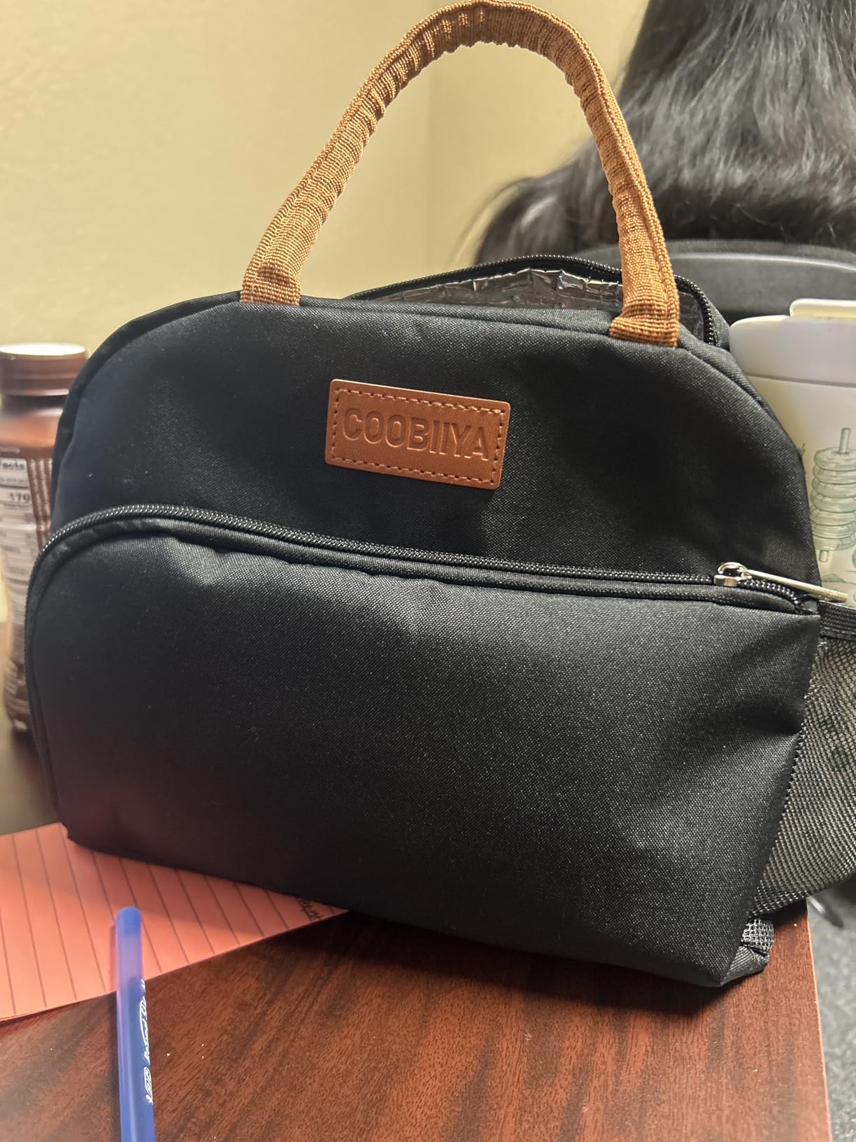 Coobiiya Lunch Box Lunch Bag for Women Men,Reusable Cute Lunch Pail bag,Leakproof,Insulated LunchBox Tote Compact 10L, Cooler Lunch Container for Work Travel Office (Black) customer photo 2