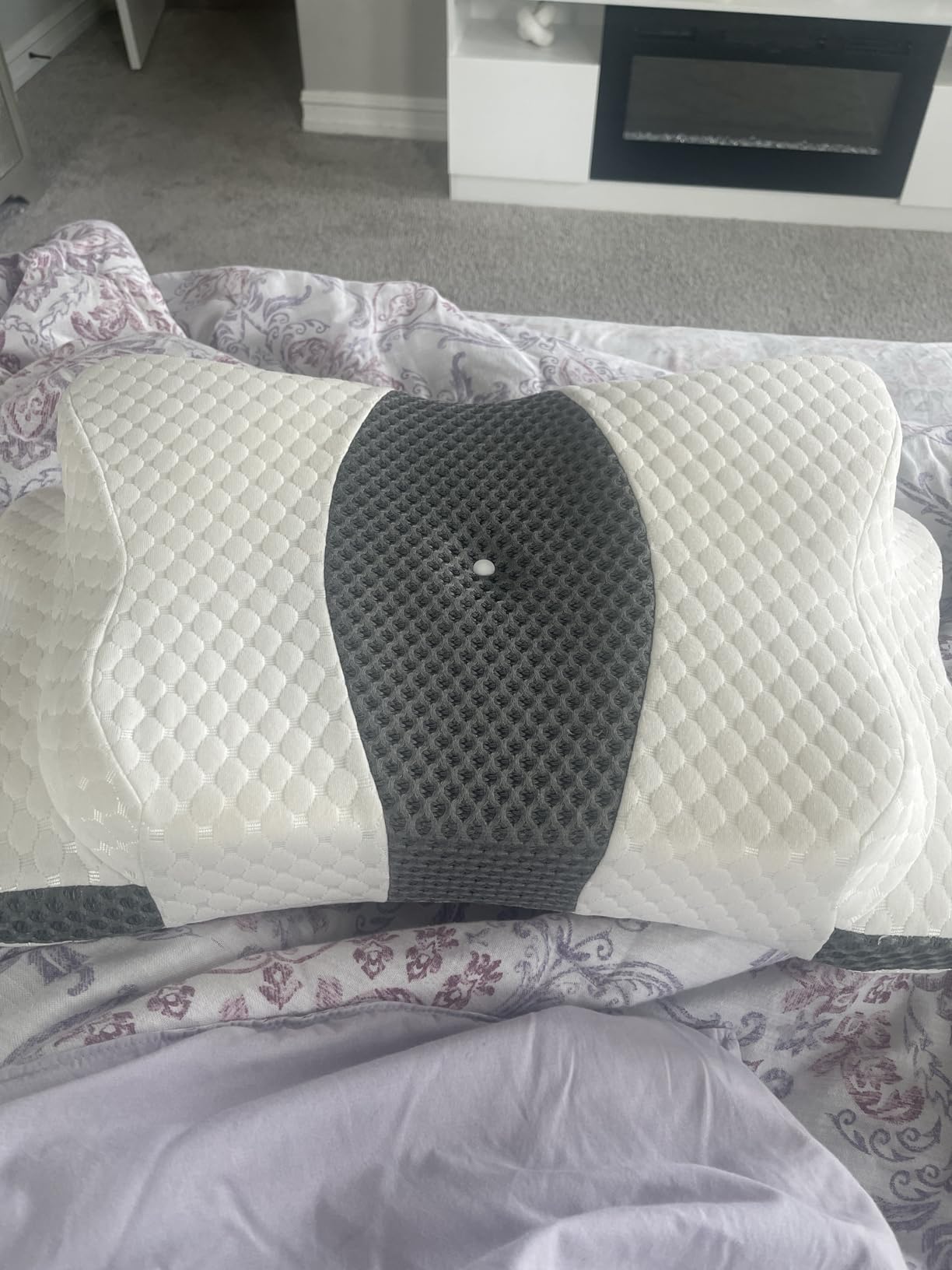 CHxxy Memory Foam Pillows, Cervical Pillow for Neck and Shoulder Pain Relief, Ergonomic Contour Bed Pillow, Soft for Side Sleep Stomach Sleeping and Back Sleeper-Queen Size&Grey customer photo 2