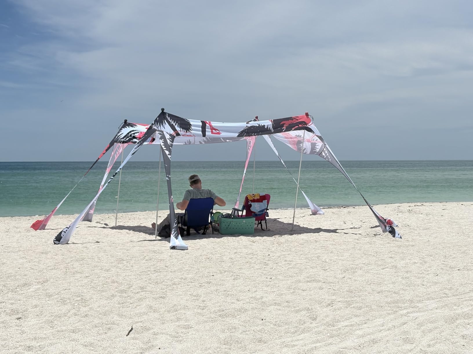 Rhino Valley Beach Tent Shade Canopy UPF50+ Protection, 8 Sandbags, 4 Stability Poles, Outdoor Sun Shelter Umbrella for Sand, Camping, Fishing Essentials customer photo 2