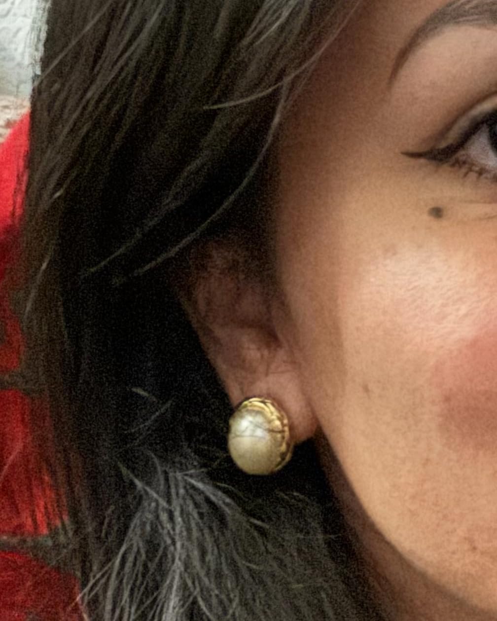 Pearl Stud Earrings, 14K Gold plated Large Pearl Earrings Gold Stud Earrings Handpicked Freshwater Cultured Hypoallergenic Large Pearl Earrings Jewelry Gifts for Her - AAA+ Quality customer photo 2