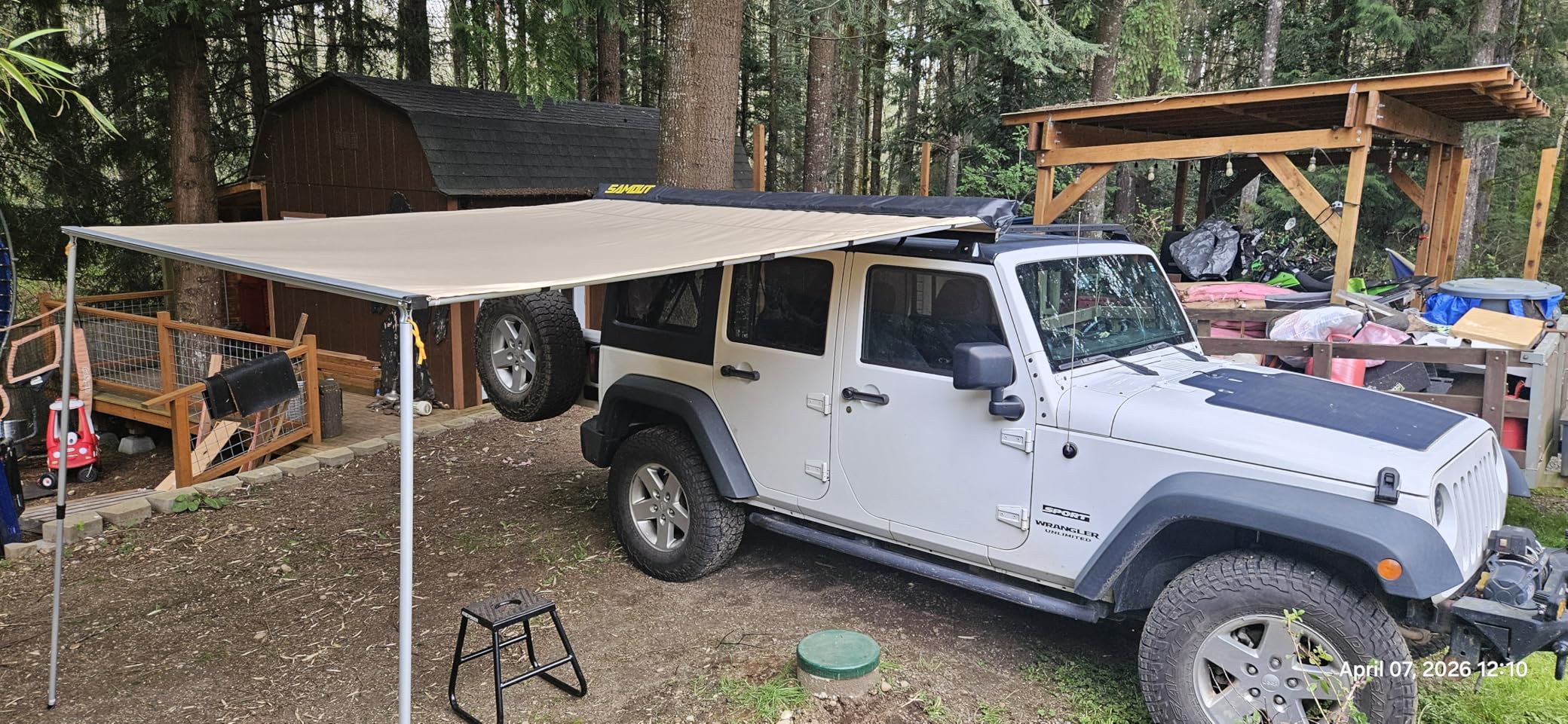 SAMOUT Vehicle Awning, 6.6ft x 10ft, Rooftop Pullout Ripstop UPF50+ Side Awning, Reinforced Hinges & Poles for Jeep/SUV/Truck/Van customer photo 2
