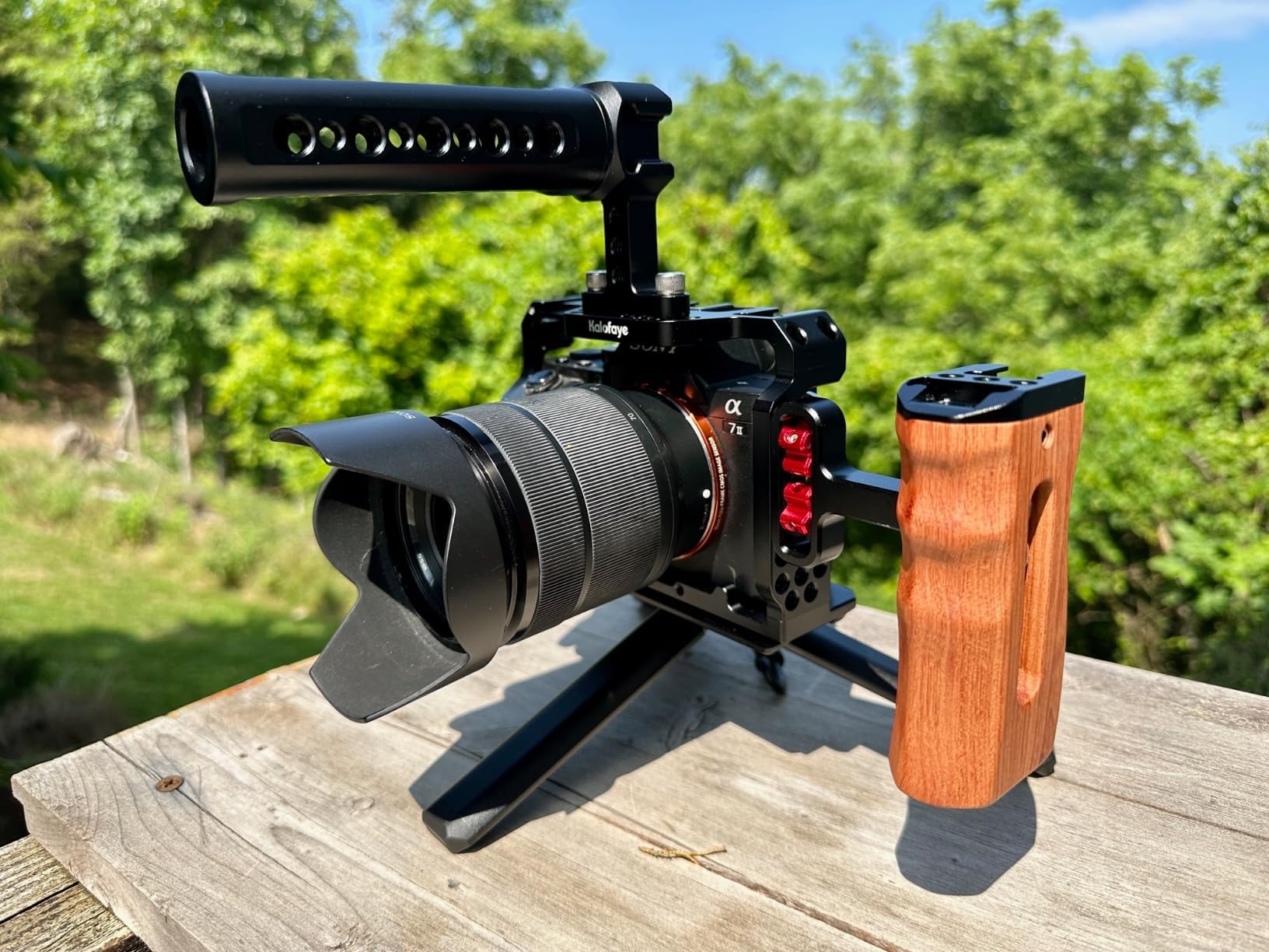 Aluminum Alloy Camera Cage Kit Replacement for Sony A7 M3/ARIII/A7III/A7II/A7SII/A7RII with Top Handle Grip Wooden Side Handle customer photo 1