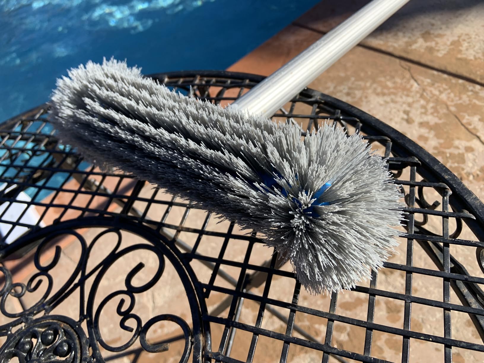 TidyMister 20'' 2 in 1 Pool Brush Head Cobweb Duster Heavy Duty Pool Cleaning Detachable Round Brush with EZ Clip & Wavy Nylon Bristles for Inground Pool & Above-Ground Pool (Without Pole) customer photo 2