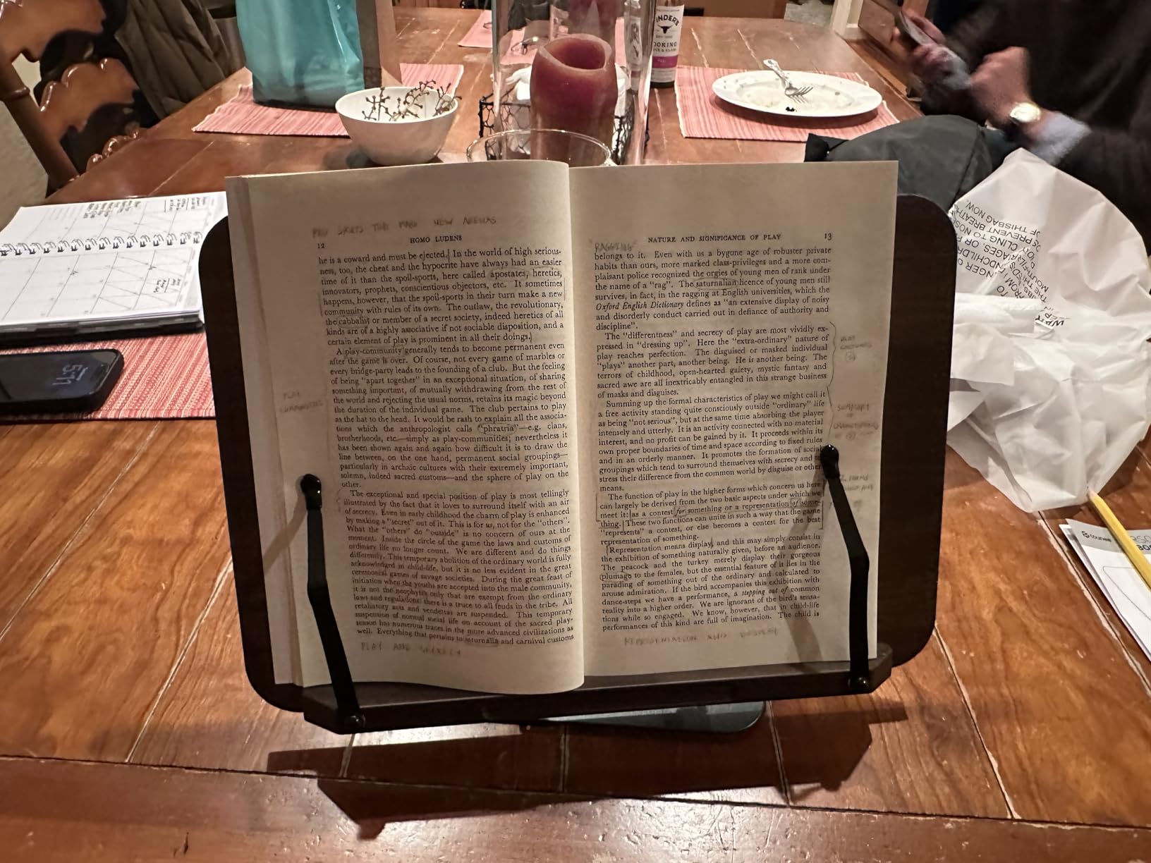 Tounee Book Stand for Reading, Adjustable Book Holder with 360° Swivel Base, Foldable Cookbook Stand Recipe Book Holder with Elastic Page Clips for Music Scores, Recipe, Tablet, Laptop-Gray customer photo 2
