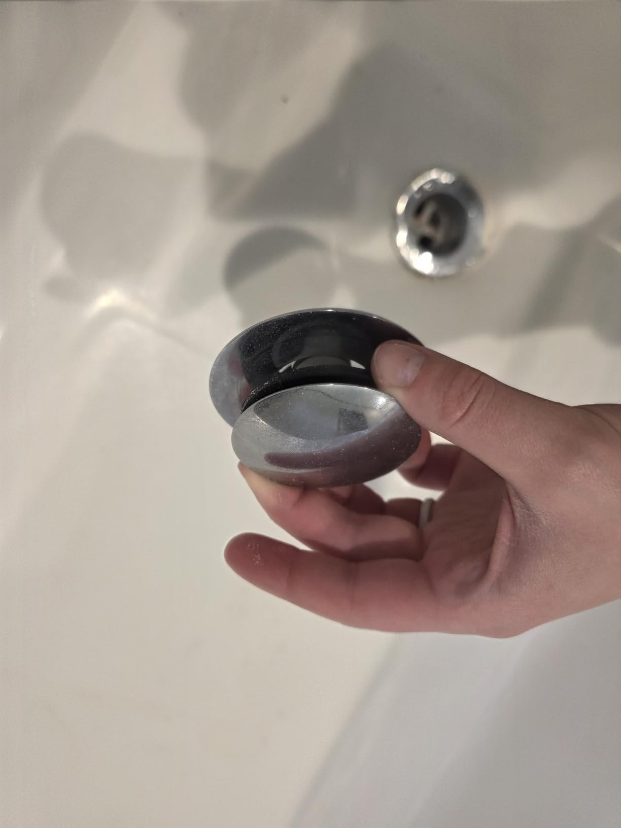 Chrome Plated Universal Tub Dain Stopper, Hidrop Pop Up Bath Drain Tip Toe Bathtub Drain Stopper,Conversion Kit Assembly, Replaces Lift and Turn, Tip-Toe and Trip Lever drains for Tub, EZ Install customer photo 1