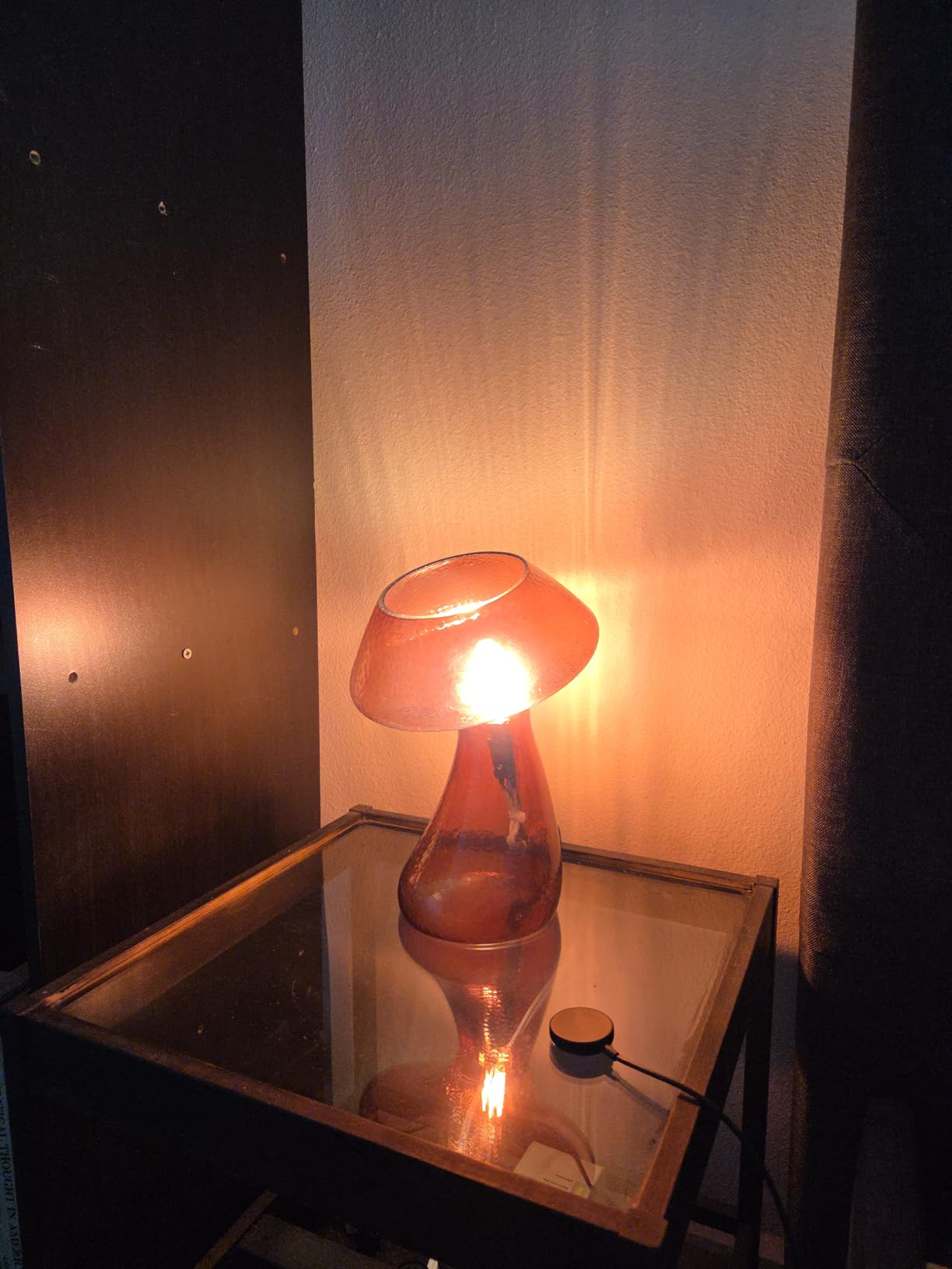 Mushroom lamp,Dimmable Glass Table Lamp,Vintage Style Table Lamp,Stripe White Bedside Desk lamp,Cute Table Lamps.(LED Bulbs Included) customer photo 1