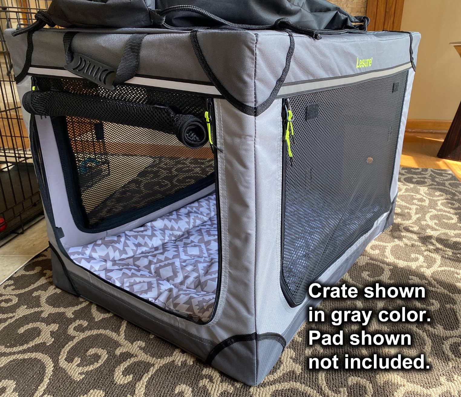Lesure Shown on TODAY Show Soft Collapsible Dog Crate - 36 Inch Portable Travel Crate for Large Dogs Indoor & Outdoor, 4-Door Foldable Pet Kennel with Mesh Windows, Black customer photo 1