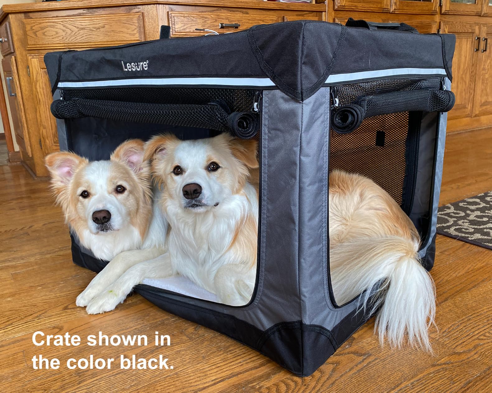 Lesure Shown on TODAY Show Soft Collapsible Dog Crate - 36 Inch Portable Travel Crate for Large Dogs Indoor & Outdoor, 4-Door Foldable Pet Kennel with Mesh Windows, Black customer photo 2