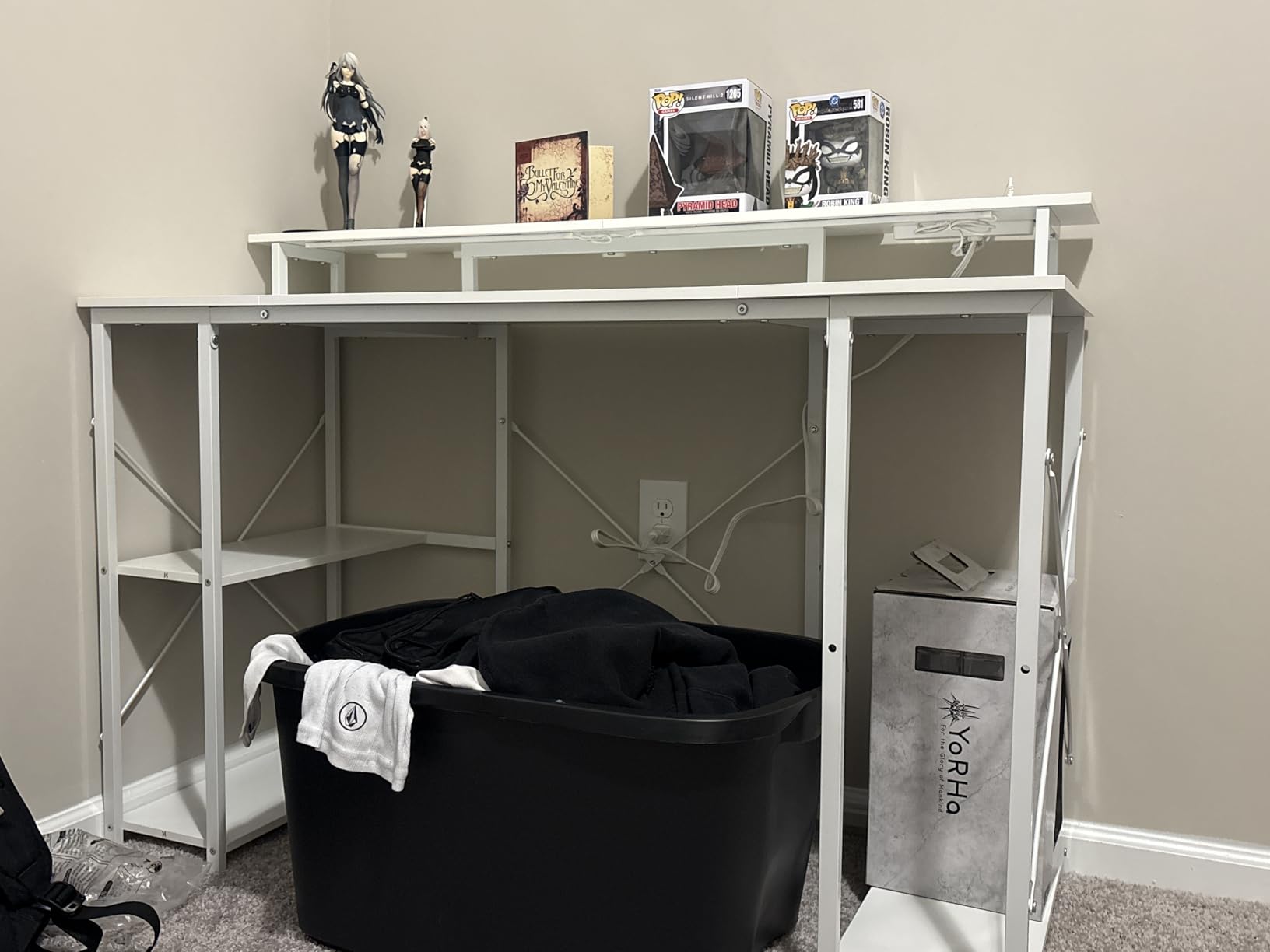 ODK 48 inch Gaming Desk with LED Lights, Computer Desk with Monitor Stand & Storage Shelves, CPU Stand, Home Office Desk, Black customer photo 1