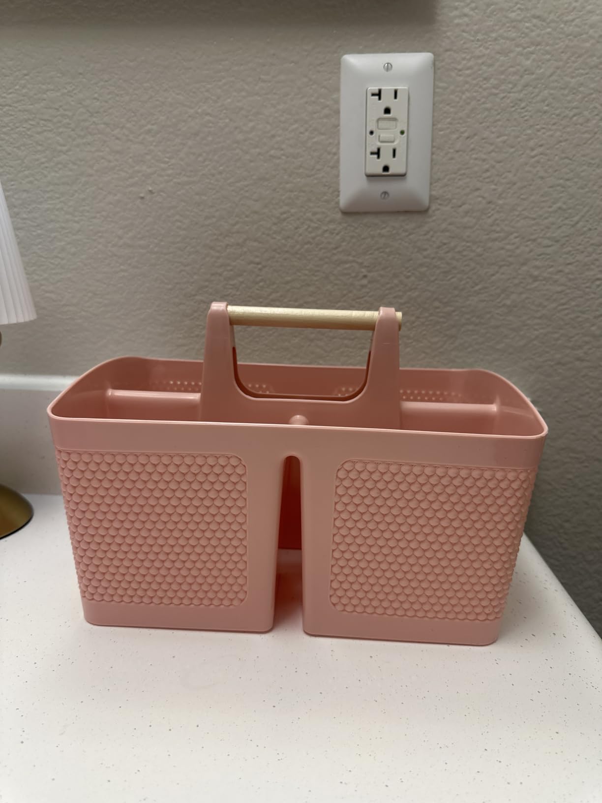 rejomiik Portable Shower Caddy Basket Plastic Cleaning Caddy Organizer Storage Tote with Handle for Bathroom, College, Dorm Room Essentials, White customer photo 1