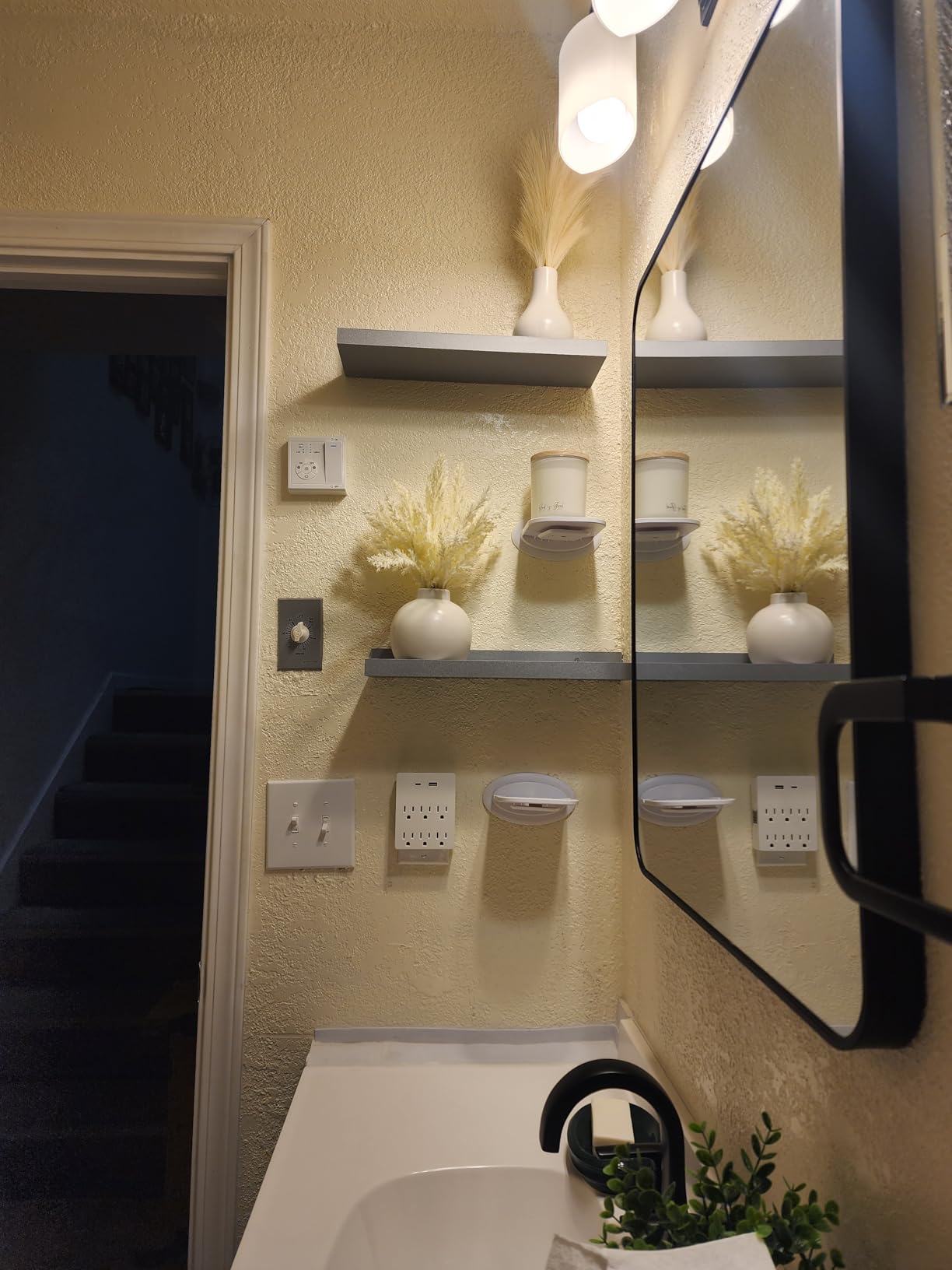 Floating Shelves Wall Mounted Set of 2, Modern White Shelves for Bedroom, Nursery Shelves with Lip, Display Picture Ledge Shelf for Wall Decor Living Room Bathroom Kitchen - White customer photo 2