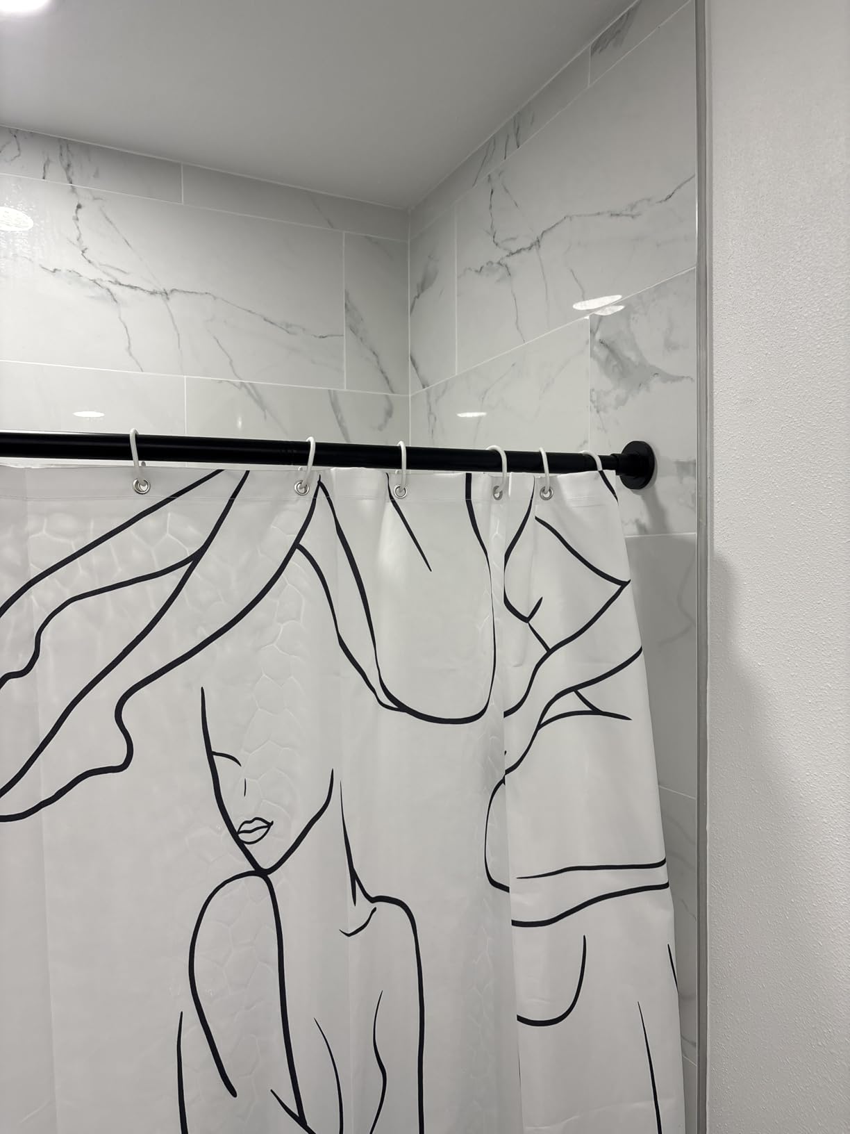 CorkLatta Black Shower Curtain Rod 31 to 80 Inch,1 Inch Diameter Adjustable Spring Tension Stainless Steel Telescoping Rod,Easy Install,No Rust customer photo 2