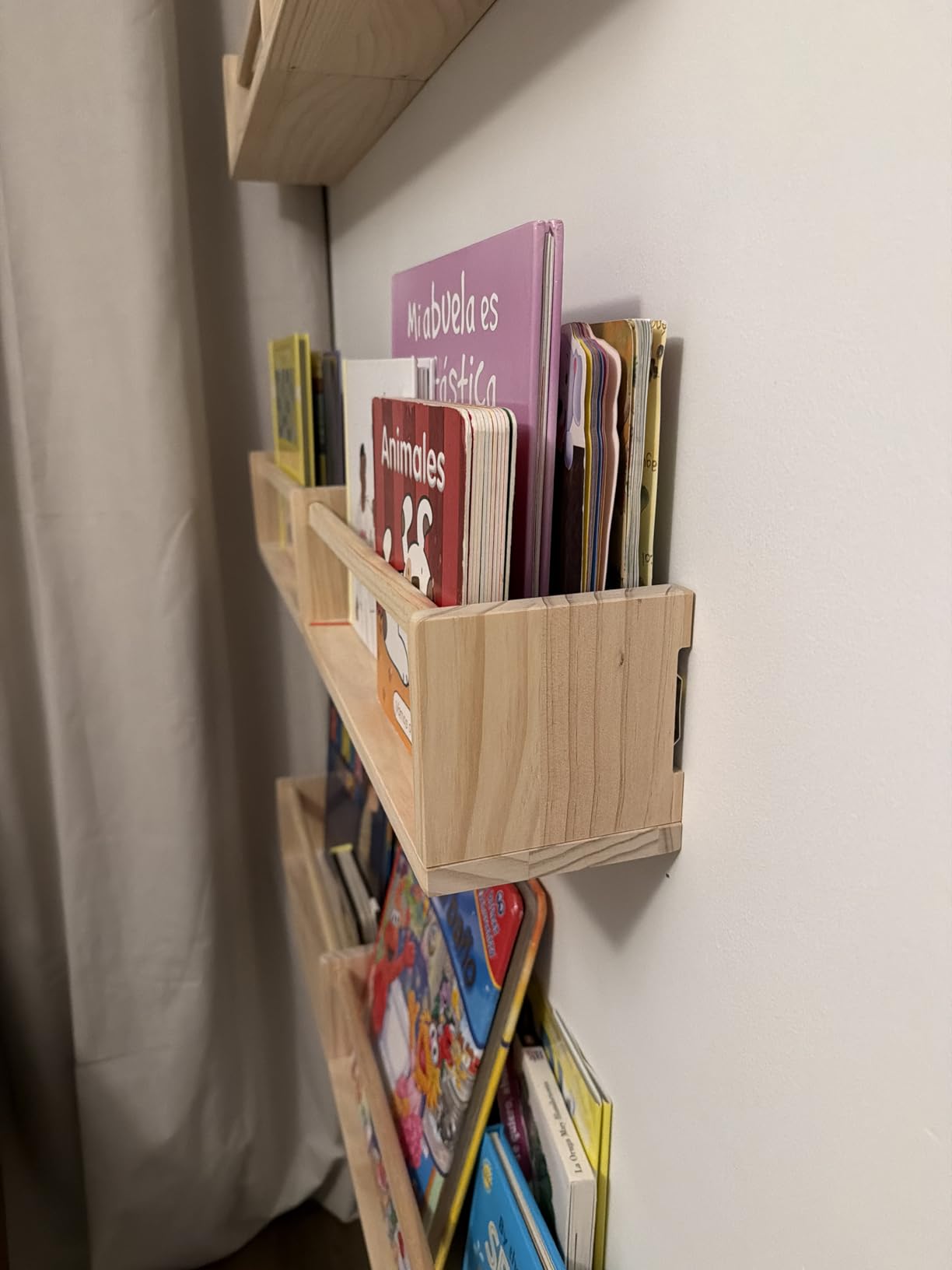 Fixwal Floating Bookshelves for Wall, 16.5 Inch Wood Nursery Book Shelves Set of 3, Baby Kids Decor, Solid Wood Wall Mounted Shelves for Books, Toys and Decor Storage (White) customer photo 1