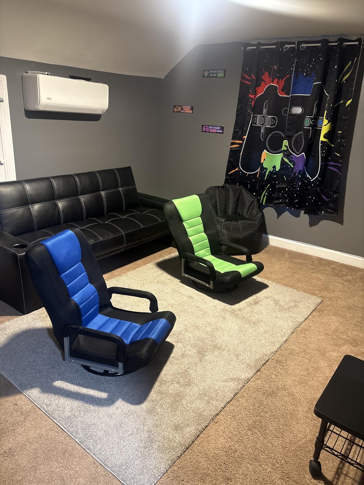 Swivel Floor Gaming Chair w/Armrests,Folding Video Reclining Sofa w/6 Adjustable Position, Padded Backrest & Cushion, Lazy Lounger Couch for E-Sports, Reading, Relaxing, Watching TV, Green customer photo 1