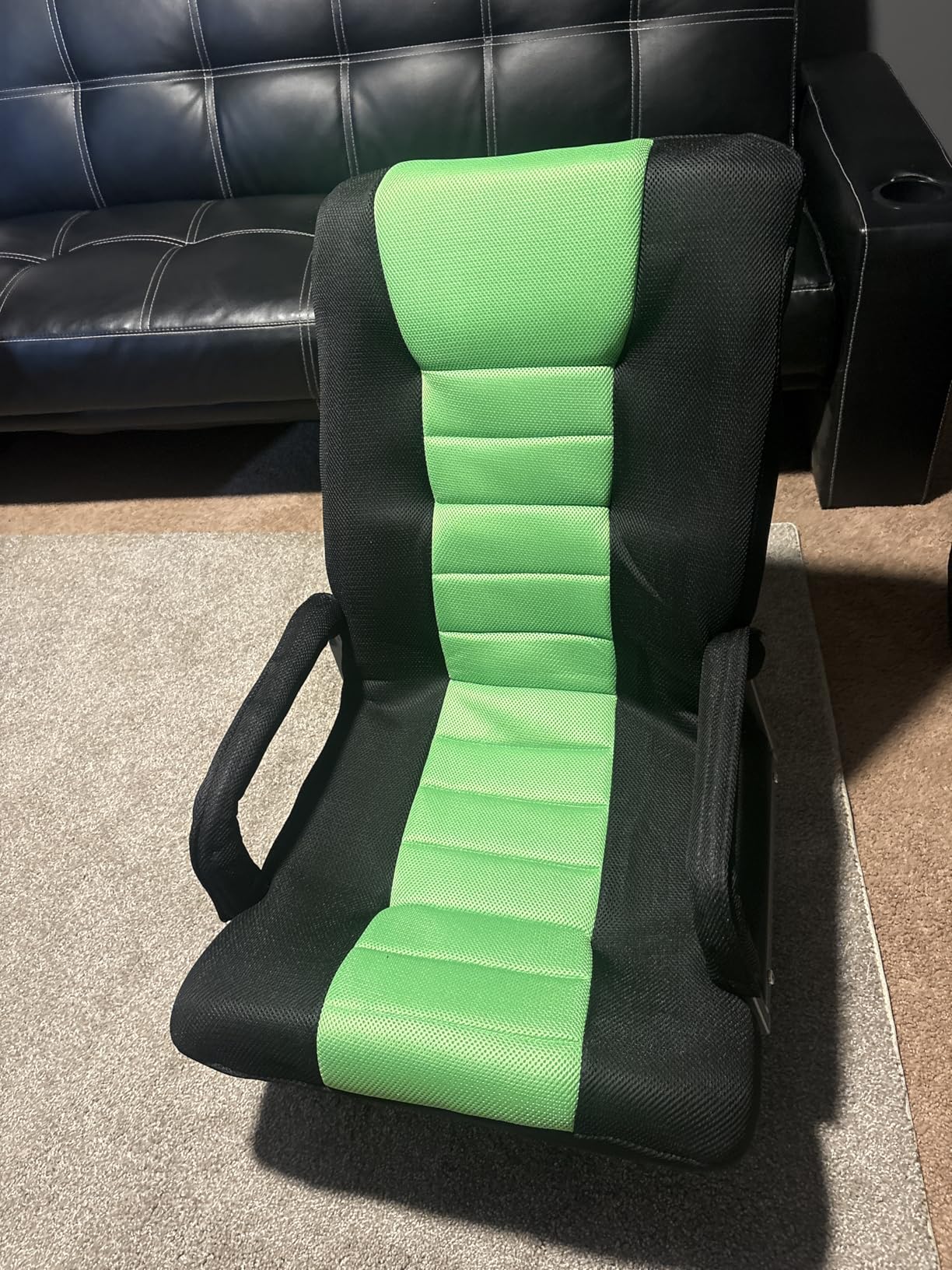 Swivel Floor Gaming Chair w/Armrests,Folding Video Reclining Sofa w/6 Adjustable Position, Padded Backrest & Cushion, Lazy Lounger Couch for E-Sports, Reading, Relaxing, Watching TV, Green customer photo 2