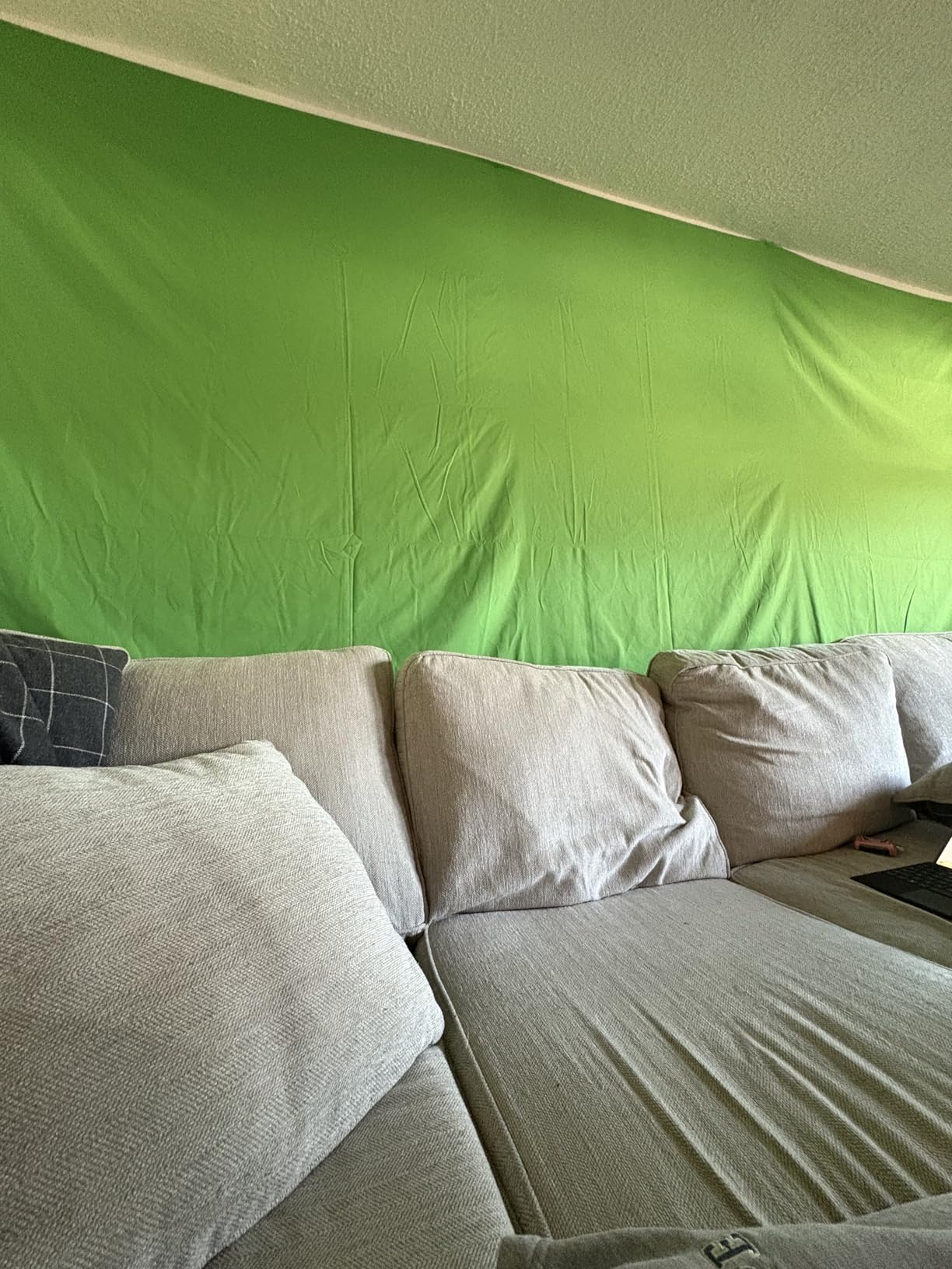 10X12ft Green Screen Backdrop for Photography, LCUIRC Chromakey Polyester Collapsible Greenscreen Background for Streaming, Photography, Zoom Meeting, Video Editing, Podcasting customer photo 1