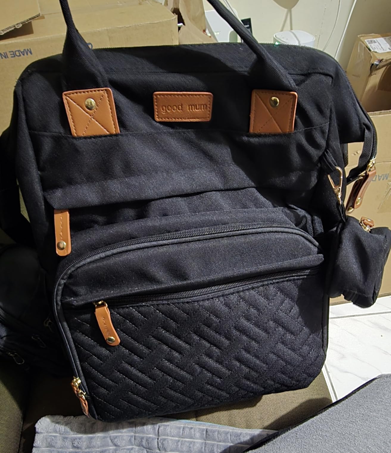 Baby Diaper Bags with Changing Station, Waterproof Diaper Bag Backpack for Moms Dads with USB Charging Port, Baby Shower Gifts, Large Capacity diaper backpack, Grey customer photo 1