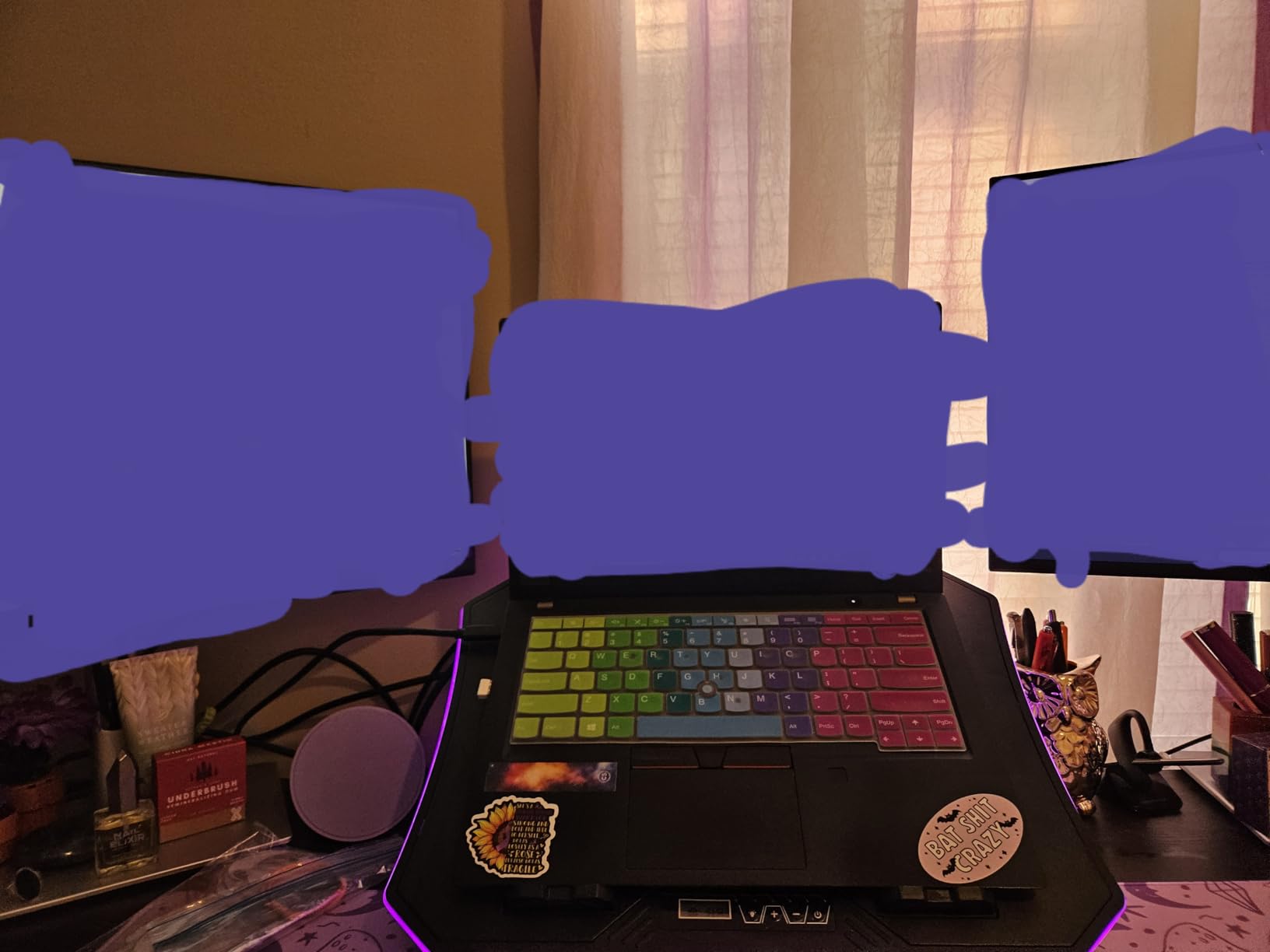 KeiBn Upgraded Gaming Laptop Cooler Pad with 9 Quiet RGB Fans, Cooling Pad for 15.6-17.3 Inch Laptops with 7 Height Stands, 2 USB Ports, Phone Stand-Blue customer photo 2