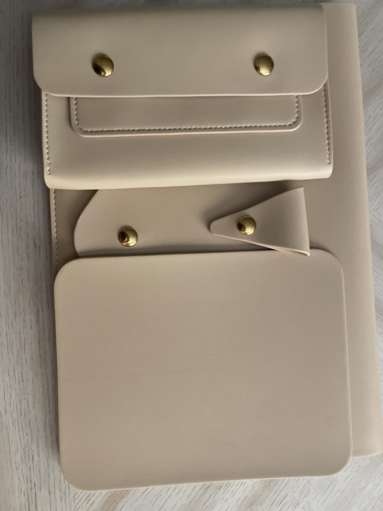 PU Leather Laptop Sleeve 16 Inch Compatible with New MacBook Pro 16 A2991 A2780, MacBook Pro 15, Surface Book 15, Dell XPS 15 with Small Pouch, Mouse Pad and Cord Organizer Color Khaki customer photo 1